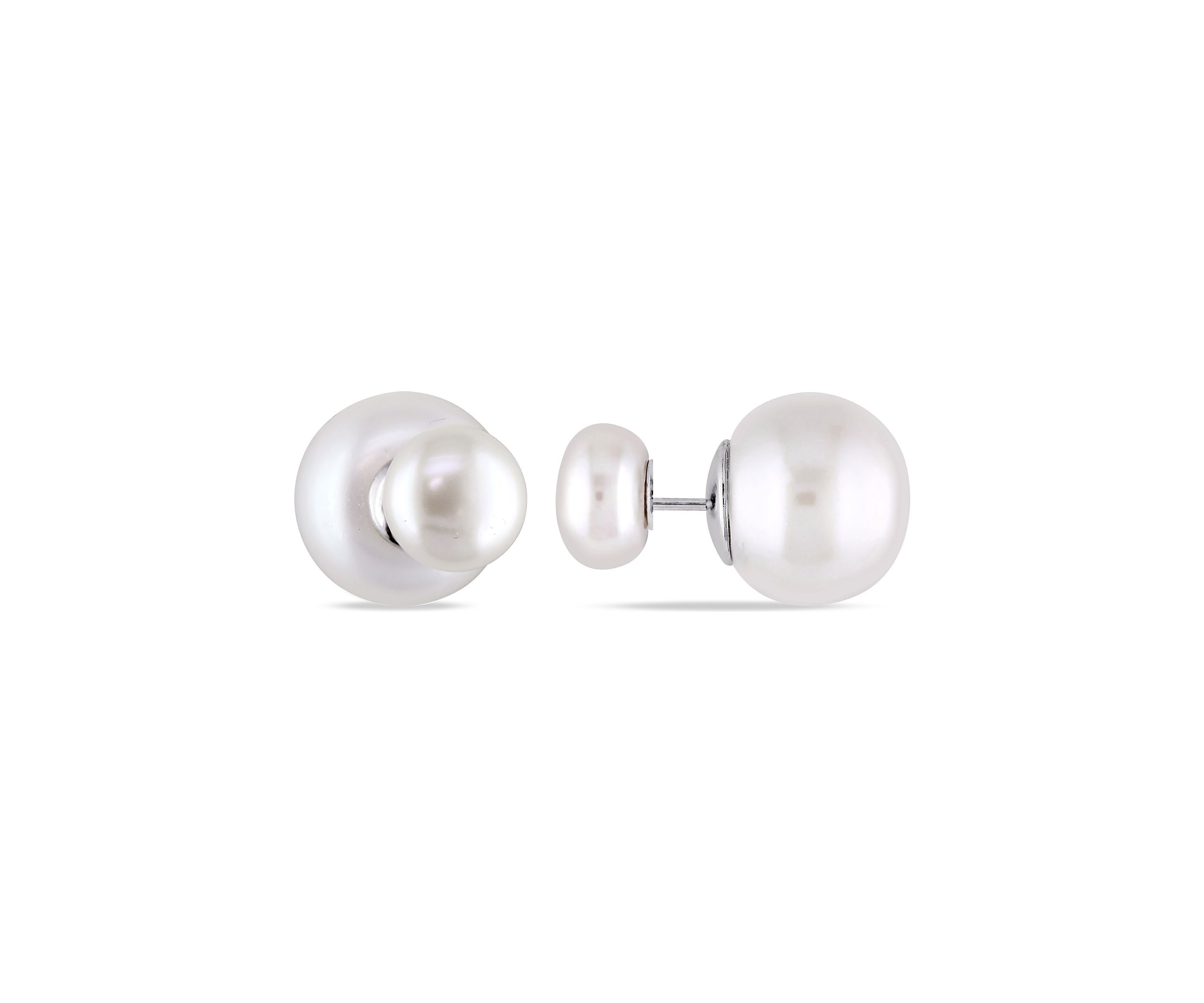 8-13MM Cultured Freshwater Pearl Tribal Earrings in Sterling Silver