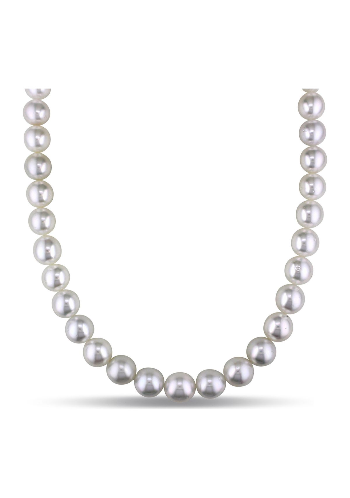 10-12MM South Sea Pearl 18" Strand Necklace with Diamond Clasp in 14k White Gold