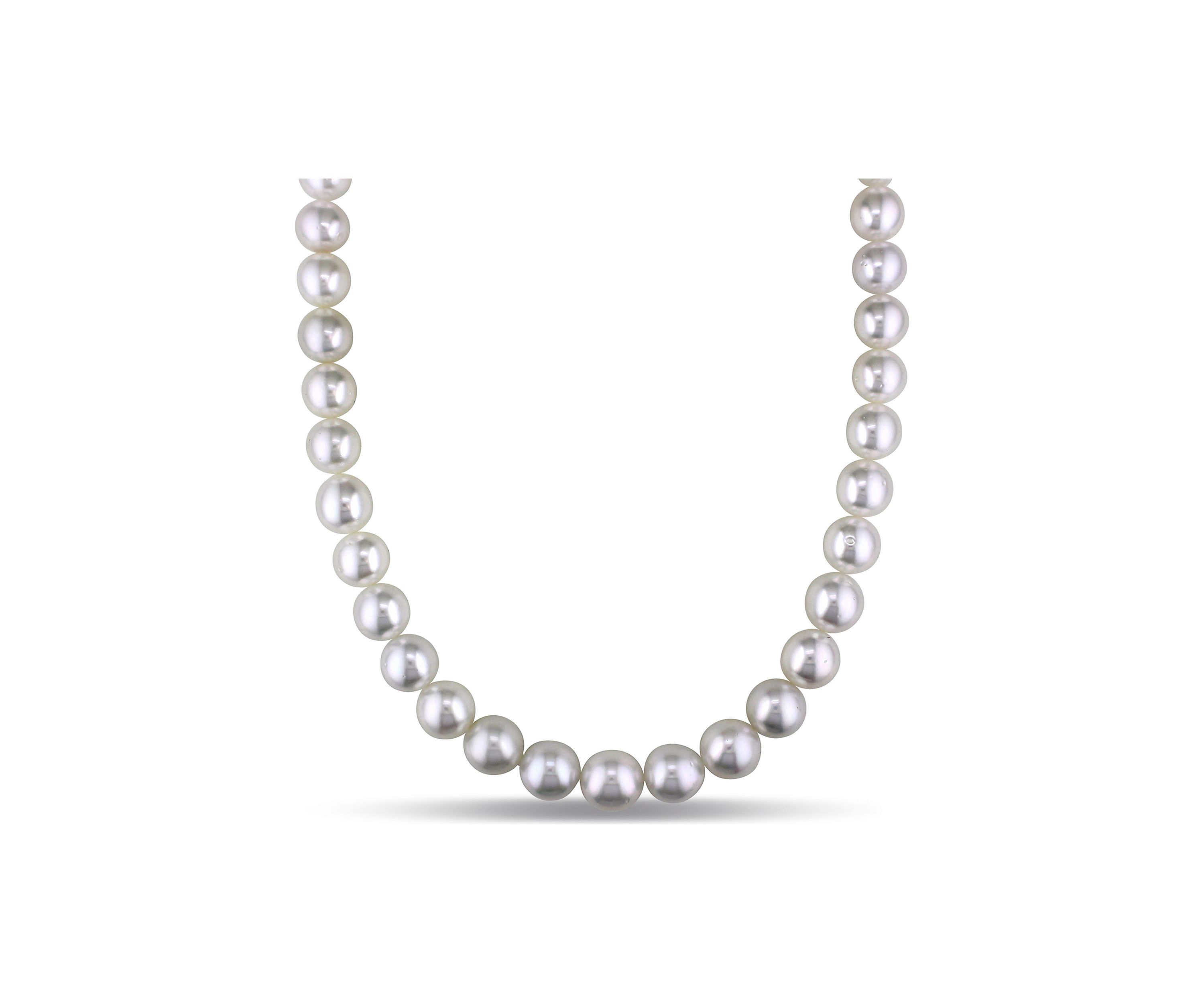 10-12MM South Sea Pearl 18" Strand Necklace with Diamond Clasp in 14k White Gold