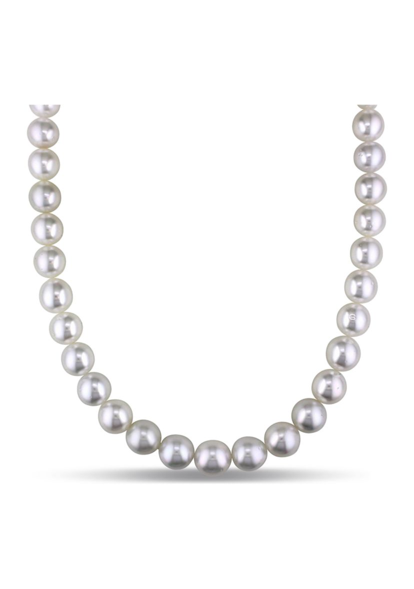 10-12MM South Sea Pearl 18" Strand Necklace with Diamond Clasp in 14k White Gold