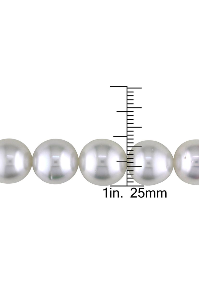 10-12MM South Sea Pearl 18" Strand Necklace with Diamond Clasp in 14k White Gold