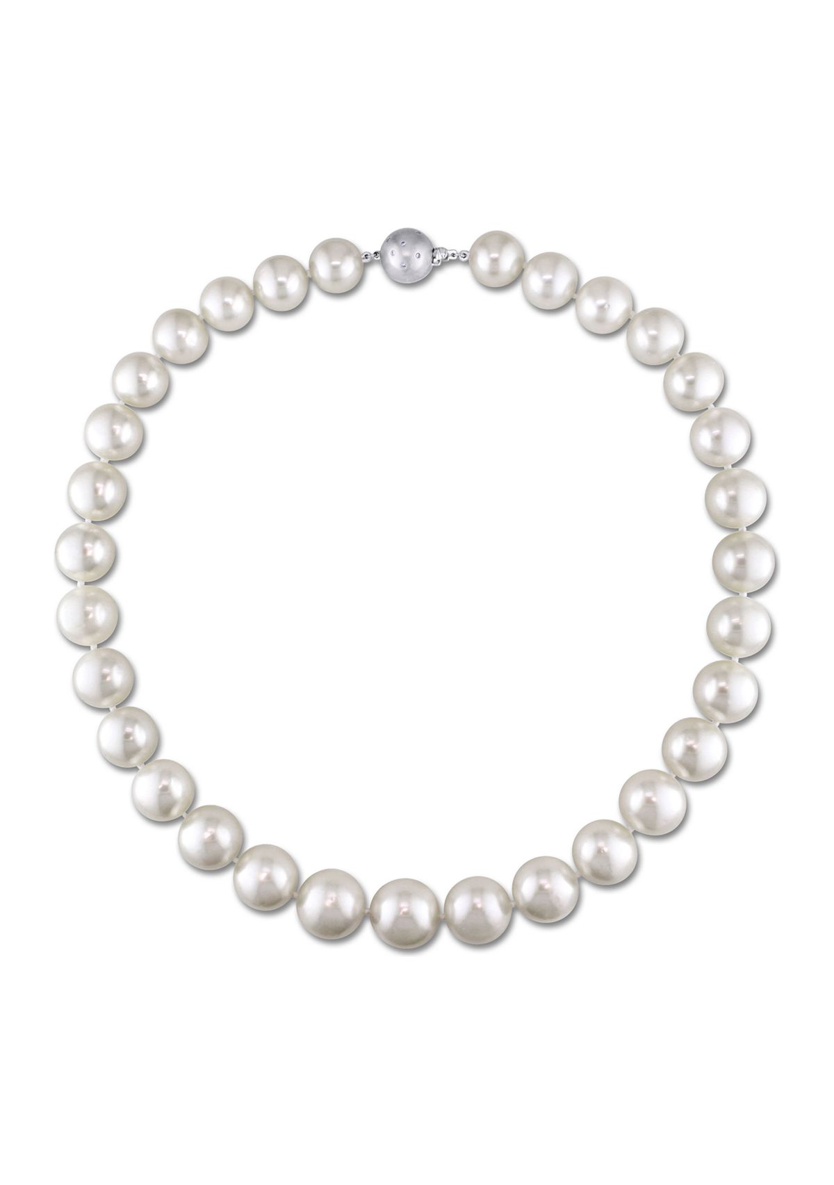 12-14MM South Sea Pearl Graduated 18" Strand Necklace with 14k White Gold Diamond Clasp
