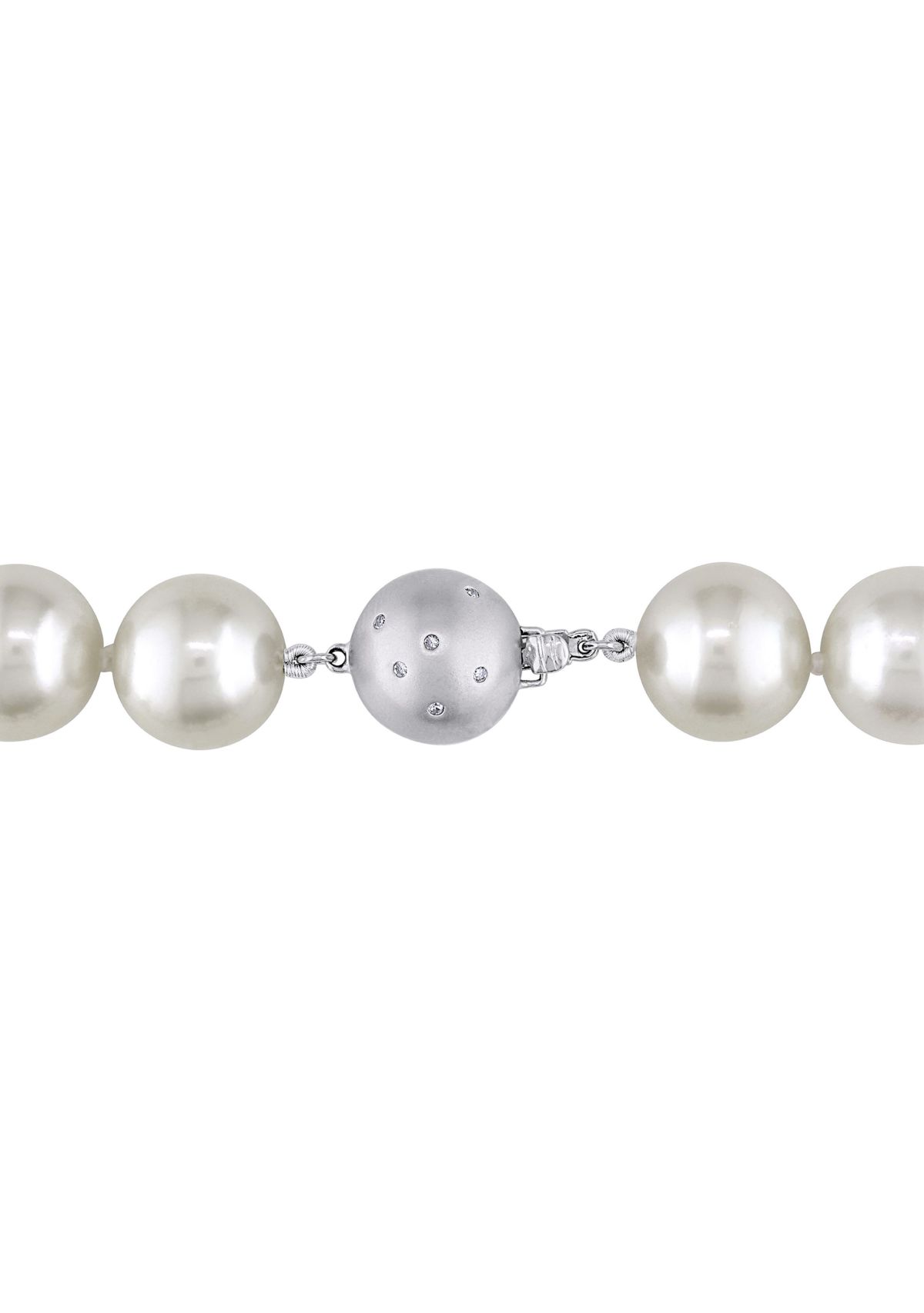 12-14MM South Sea Pearl Graduated 18" Strand Necklace with 14k White Gold Diamond Clasp