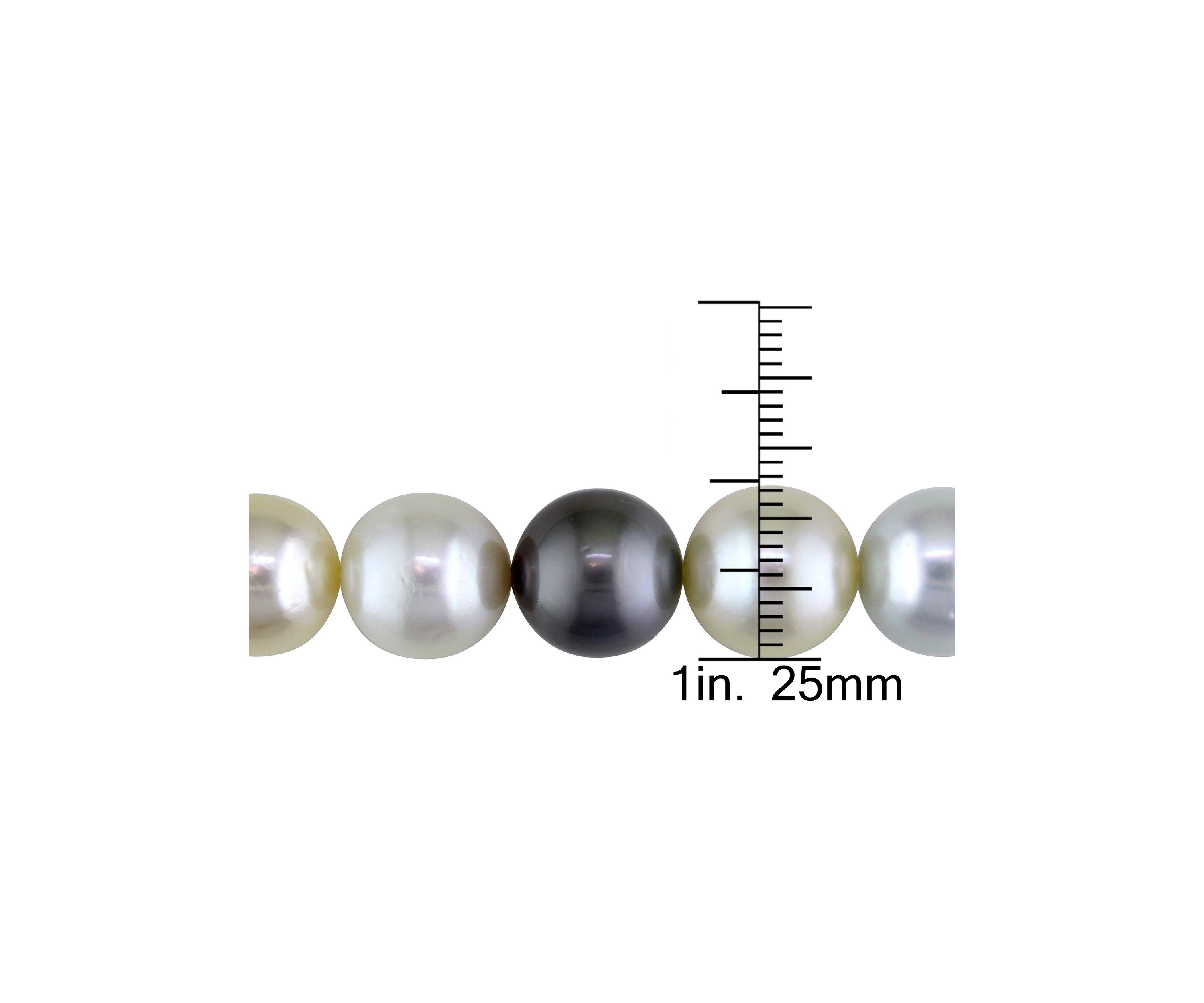 10-12.5MM Multi-Colored South Sea and Tahitian Pearl Necklace in 14k Yellow Gold