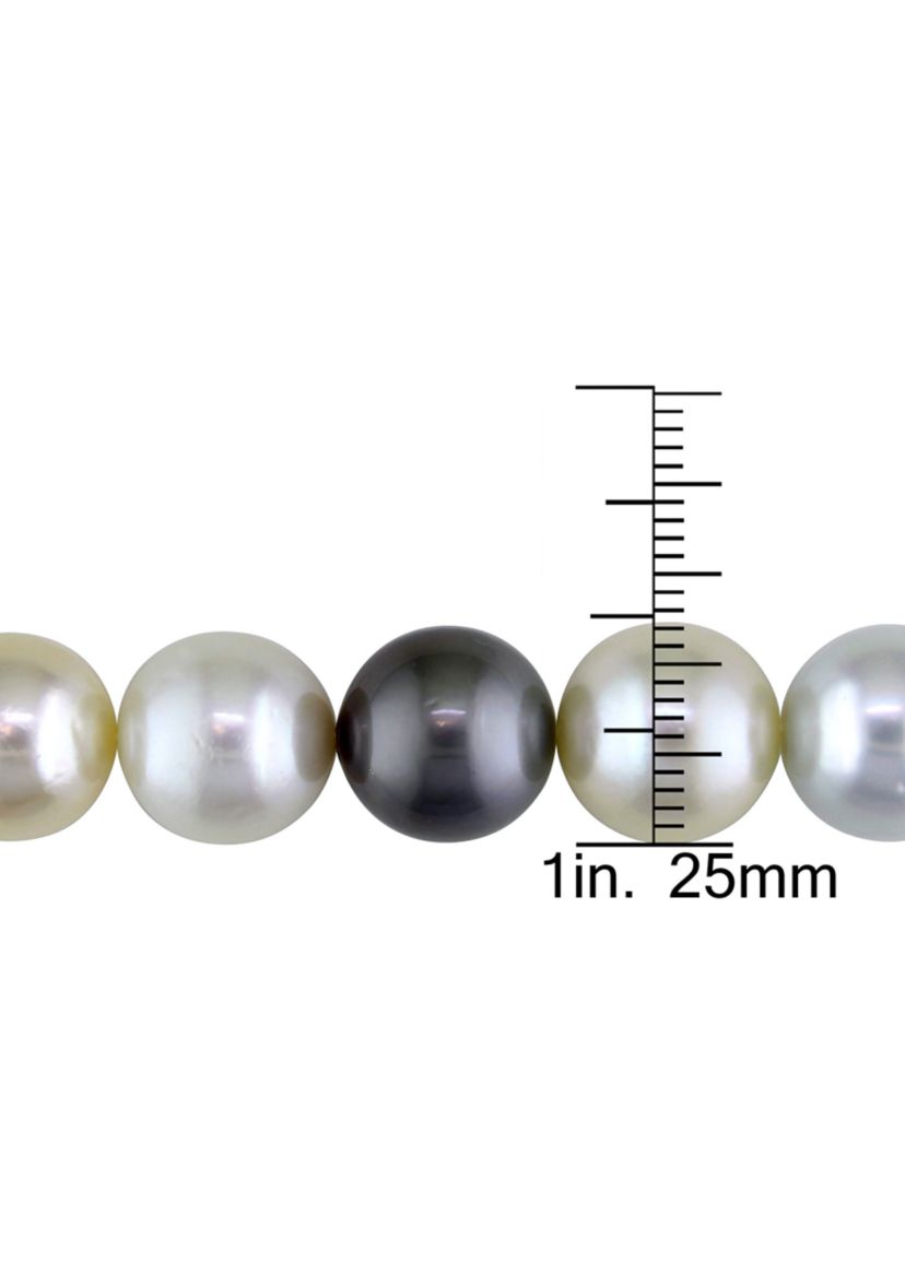 10-12.5MM Multi-Colored South Sea and Tahitian Pearl Necklace in 14k Yellow Gold