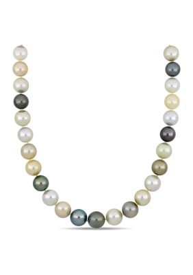Belk & Co 11-13MM Multi-Colored South Sea and Tahitian Pearl 18" Strand Necklace with 14k Yellow Gold Clasp, 18 in