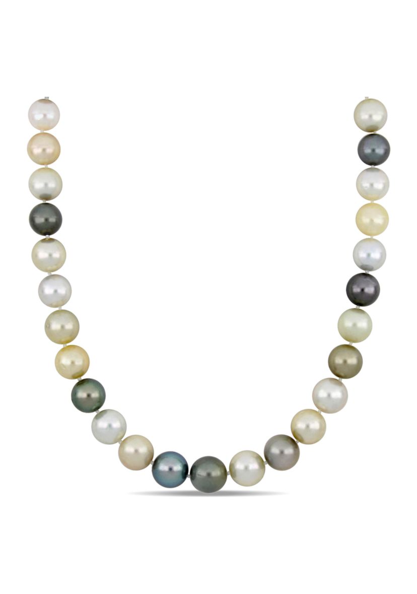 11-13MM Multi-Colored South Sea and Tahitian Pearl 18" Strand Necklace with 14k Yellow Gold Clasp