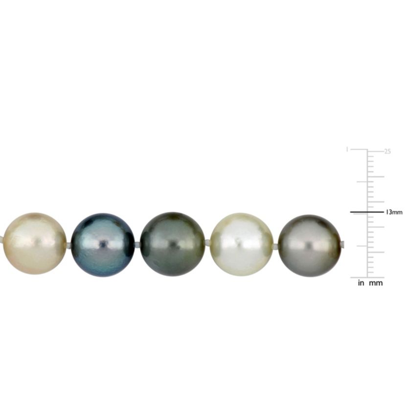 11-13MM Multi-Colored South Sea and Tahitian Pearl 18" Strand Necklace with 14k Yellow Gold Clasp
