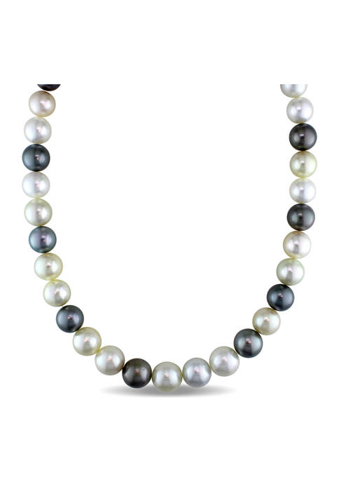 Multi-Colored South Sea and Tahitian Pearl 18" Strand Necklace with 14k Yellow Gold Clasp
