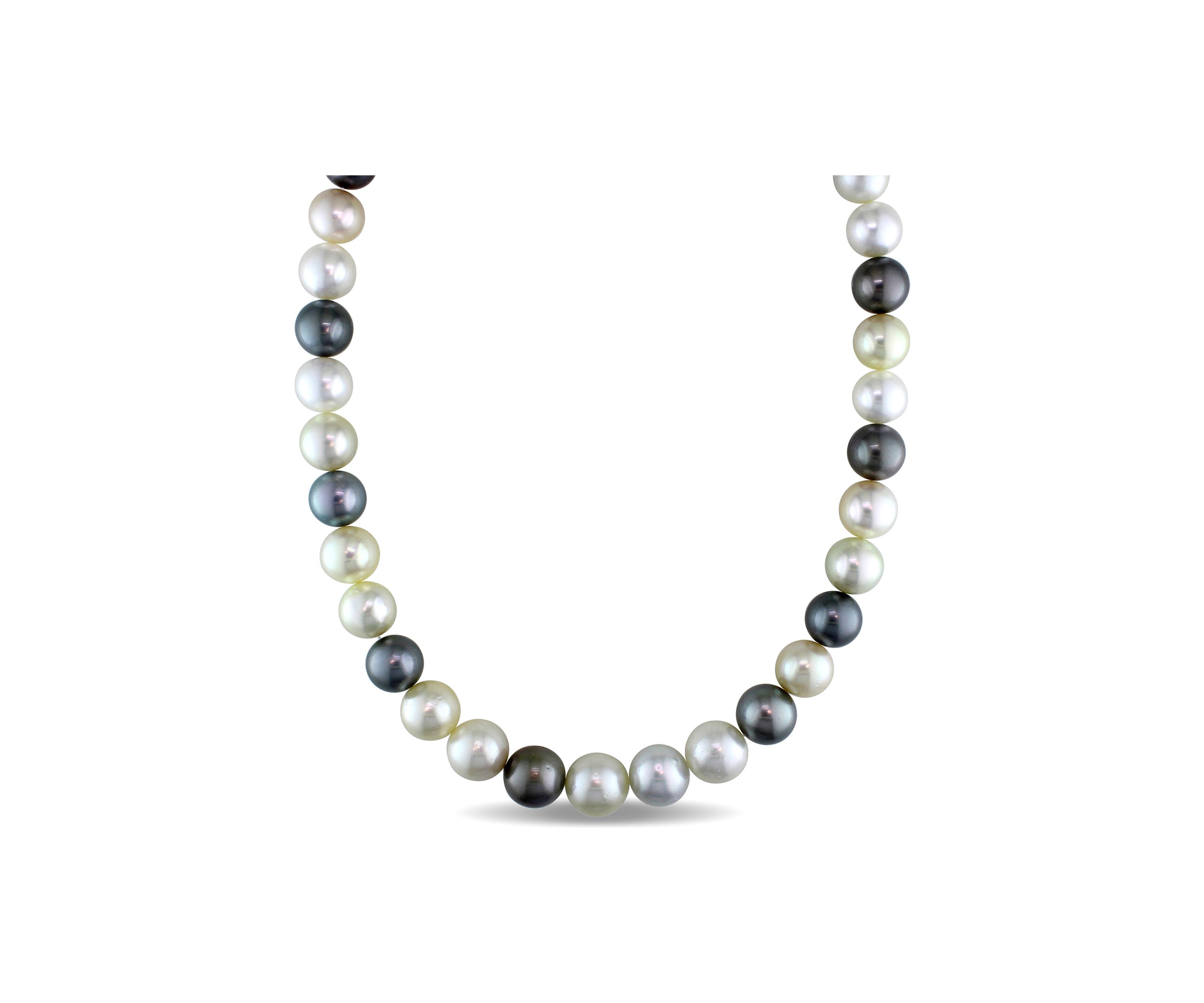 10-12.5MM Multi-Colored South Sea and Tahitian Pearl 18" Strand Necklace with 14k Yellow Gold Clasp