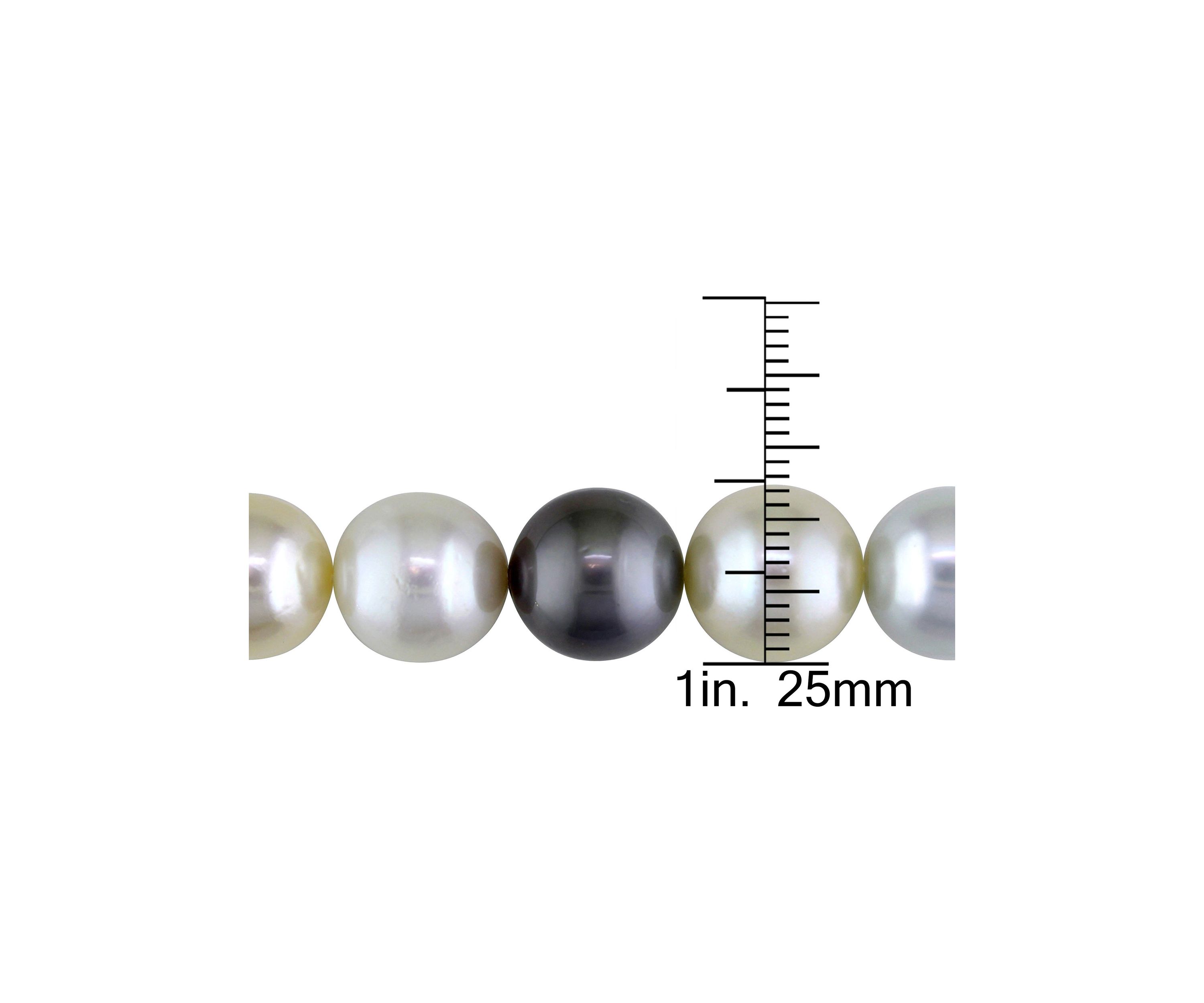 10-12.5MM Multi-Colored South Sea and Tahitian Pearl 18" Strand Necklace with 14k Yellow Gold Clasp