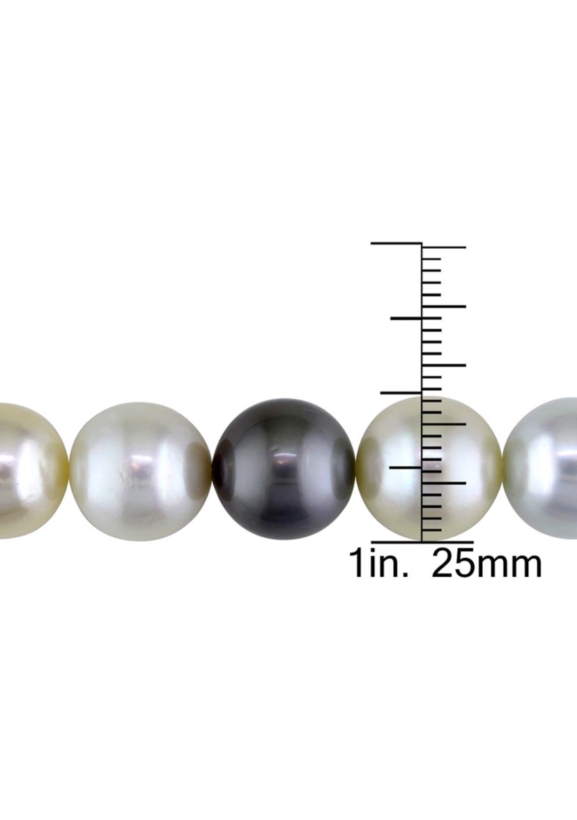 10-12.5MM Multi-Colored South Sea and Tahitian Pearl 18" Strand Necklace with 14k Yellow Gold Clasp
