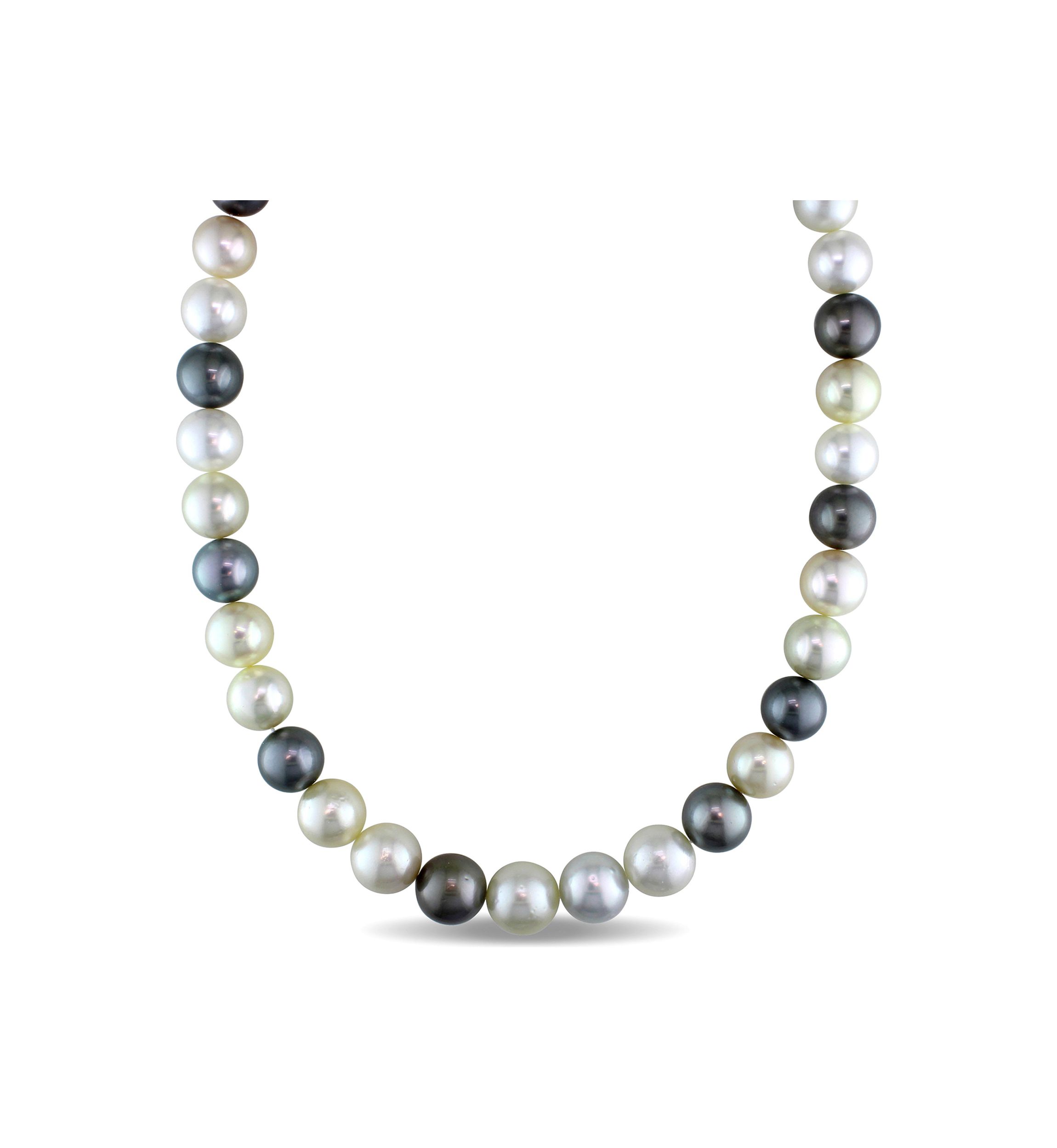 11-13MM Multi-Colored South Sea and Tahitian Pearl 18" Strand Necklace with 14k Yellow Gold Clasp