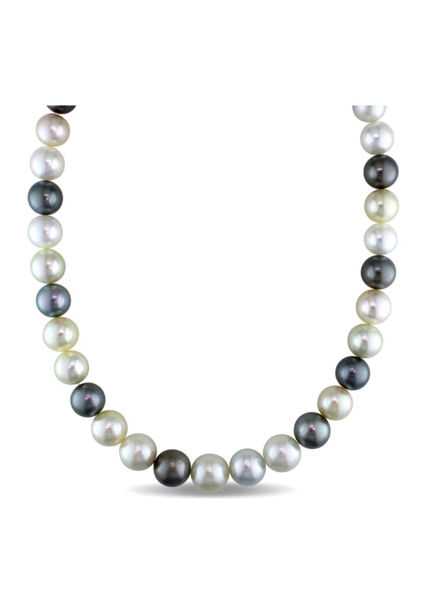 11-13MM Multi-Colored South Sea and Tahitian Pearl 18" Strand Necklace with 14k Yellow Gold Clasp