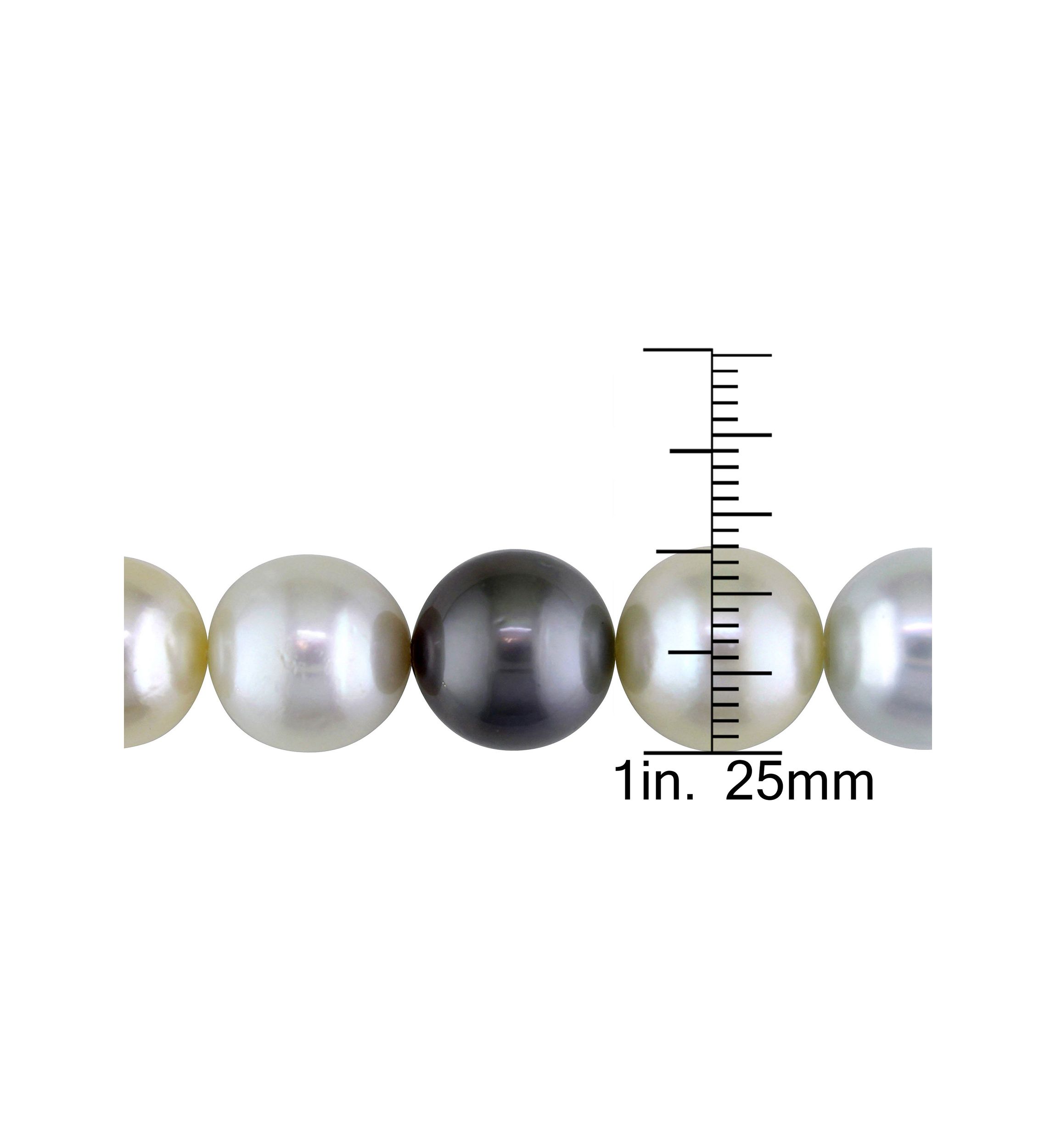 11-13MM Multi-Colored South Sea and Tahitian Pearl 18" Strand Necklace with 14k Yellow Gold Clasp