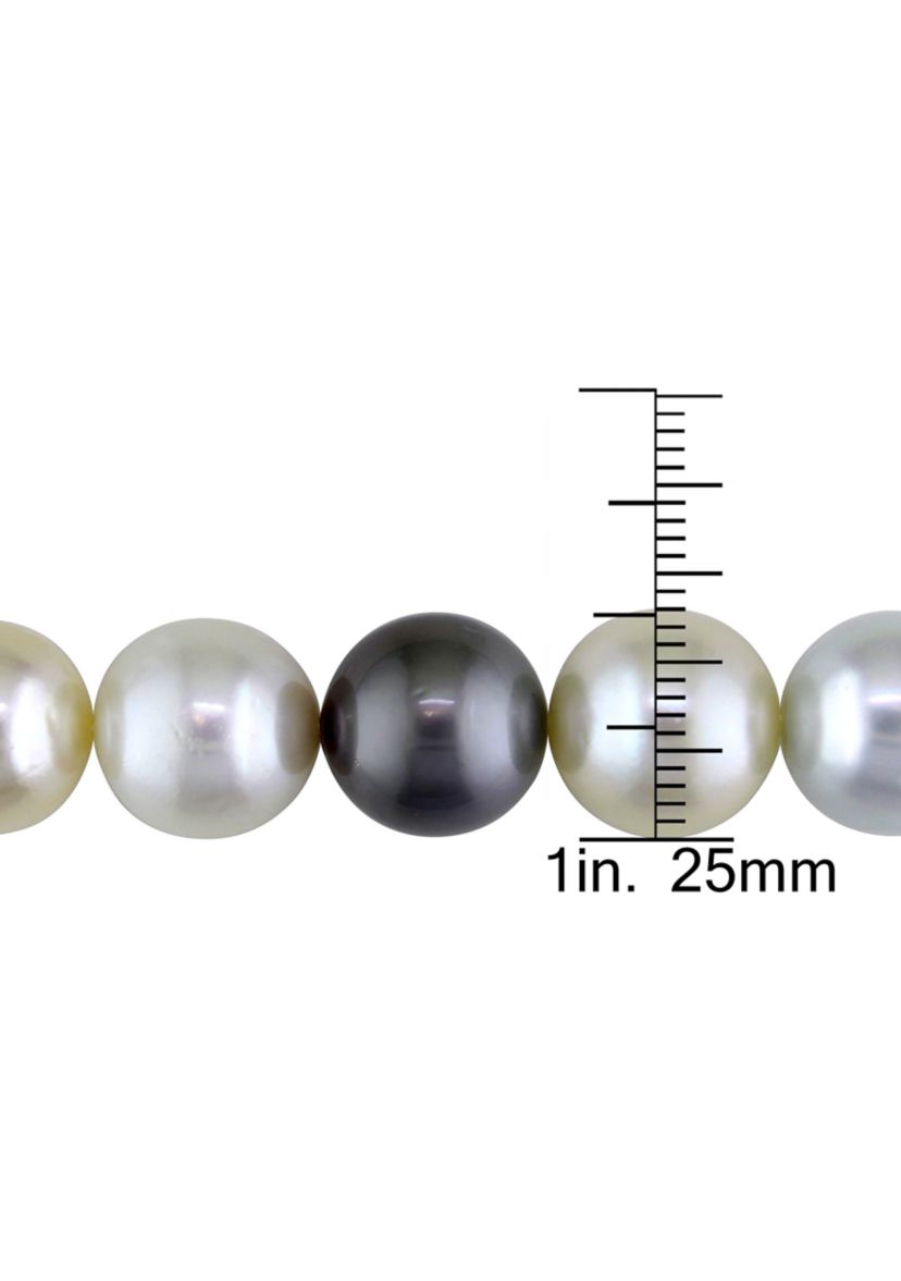 11-13MM Multi-Colored South Sea and Tahitian Pearl 18" Strand Necklace with 14k Yellow Gold Clasp