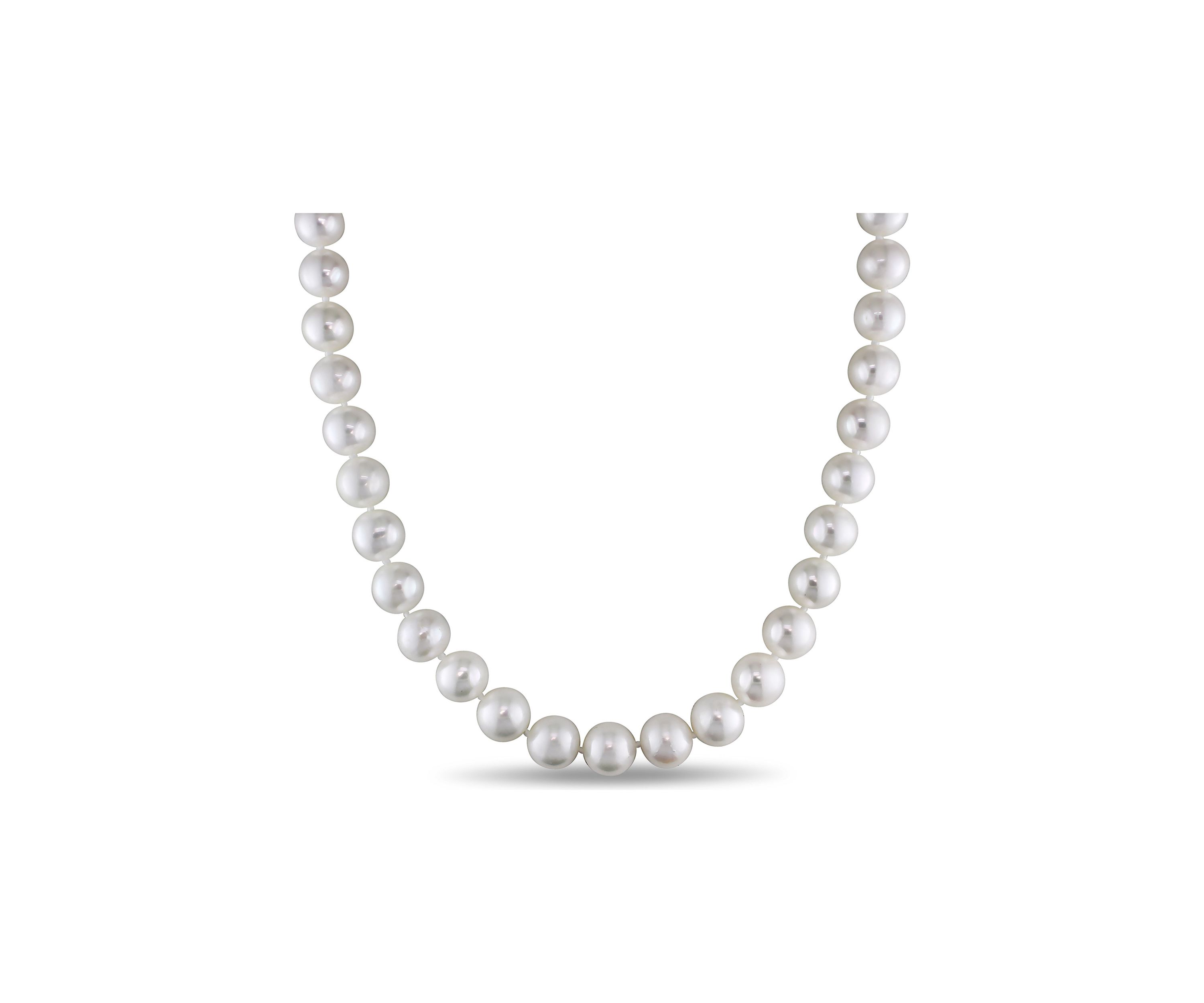 11.5-12.5MM Cultured Freshwater Pearl 18" Strand Necklace with 14k White Gold Diamond Clasp
