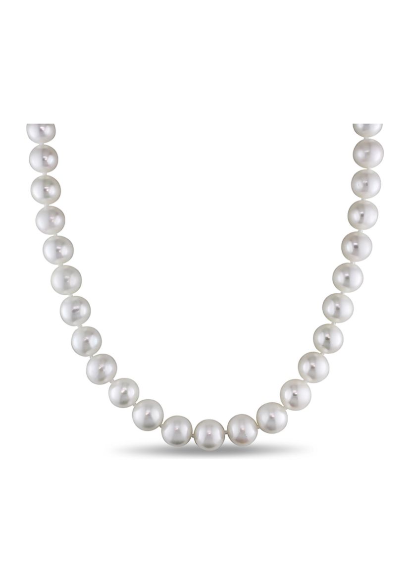 11.5-12.5MM Cultured Freshwater Pearl 18" Strand Necklace with 14k White Gold Diamond Clasp