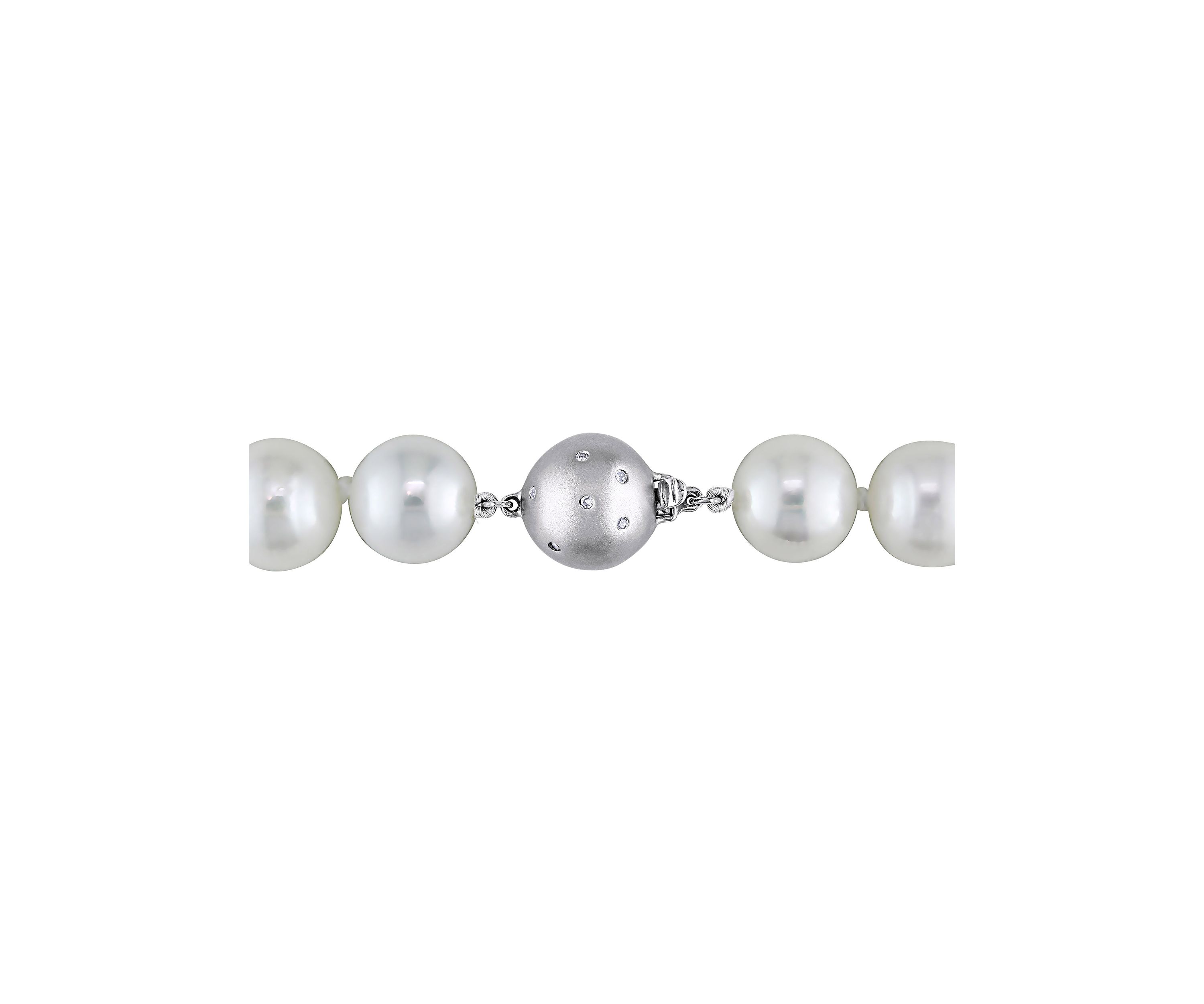 11.5-12.5MM Cultured Freshwater Pearl 18" Strand Necklace with 14k White Gold Diamond Clasp
