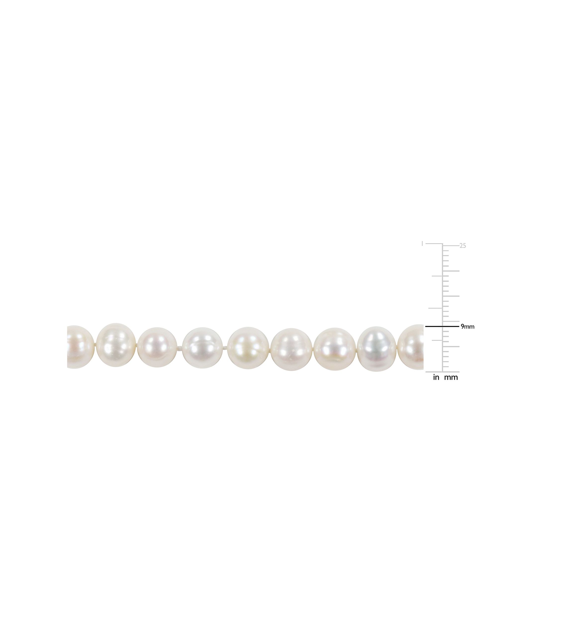 9-10MM Cultured Freshwater Pearl and Cubic Zirconia Lariat Abstract Drop Necklace in Sterling Silver