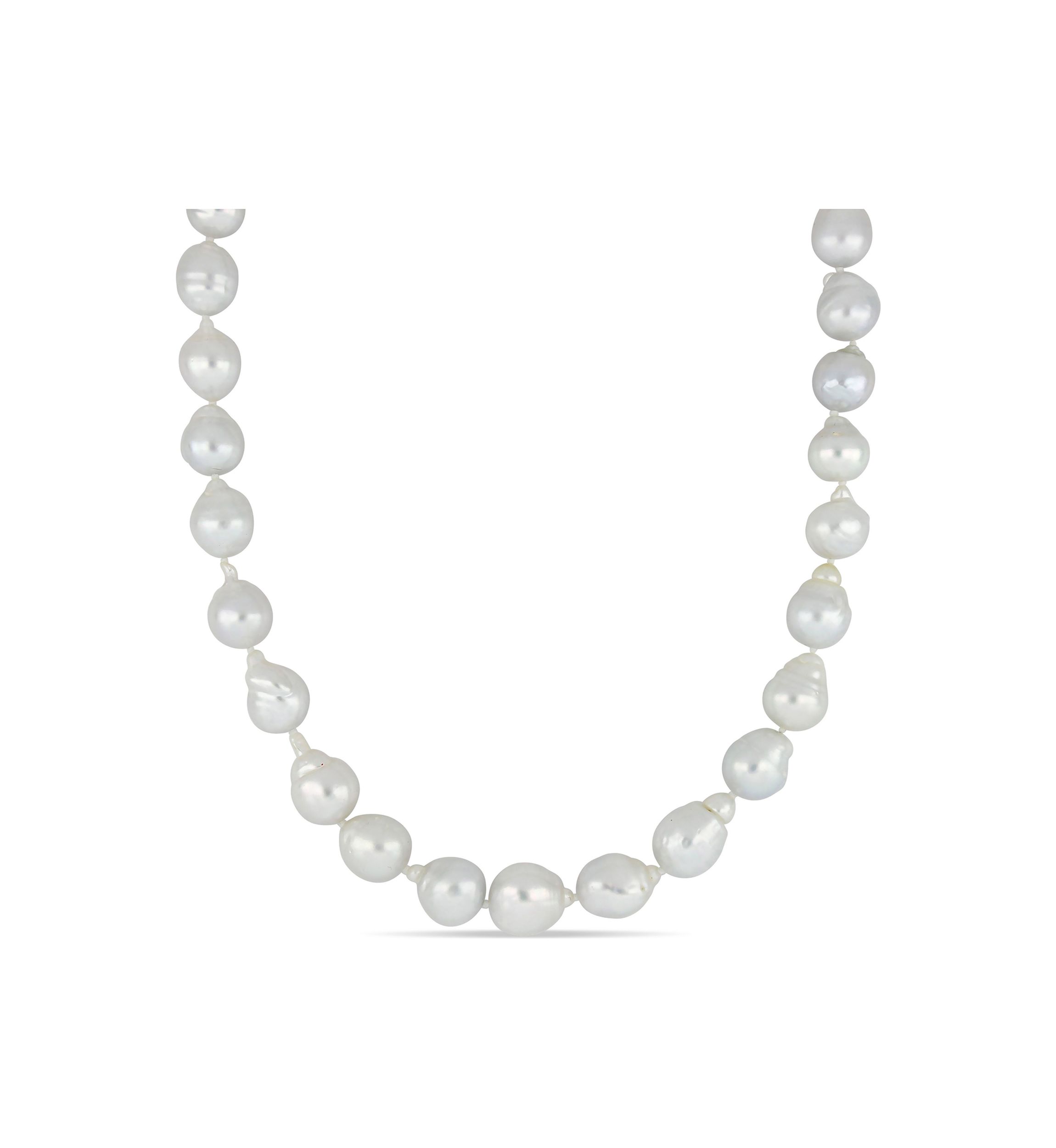 10-13MM South Sea Cultured Pearl 18" Strand Necklace with 14k White Gold Clasp