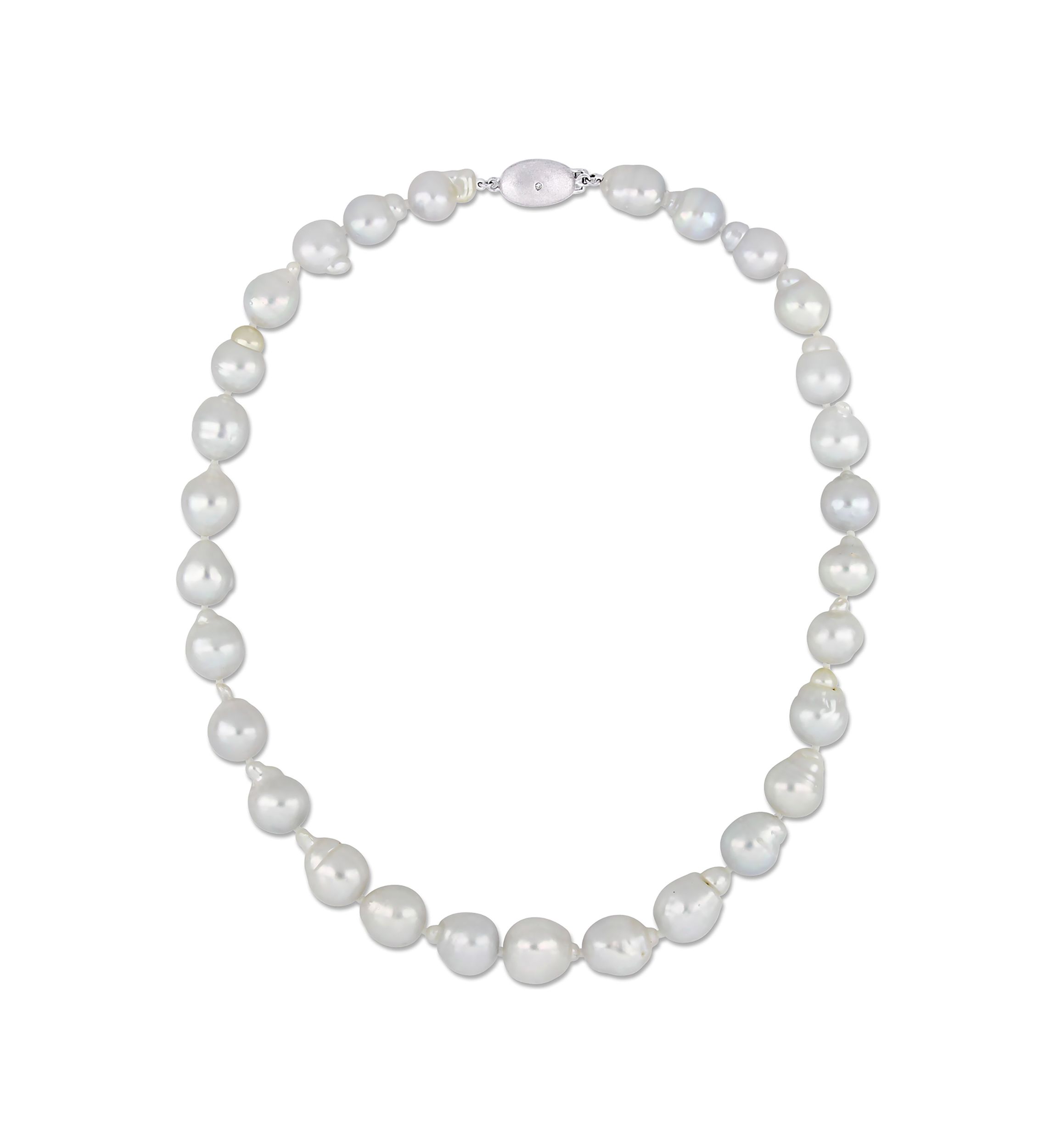 10-13MM South Sea Cultured Pearl 18" Strand Necklace with 14k White Gold Clasp