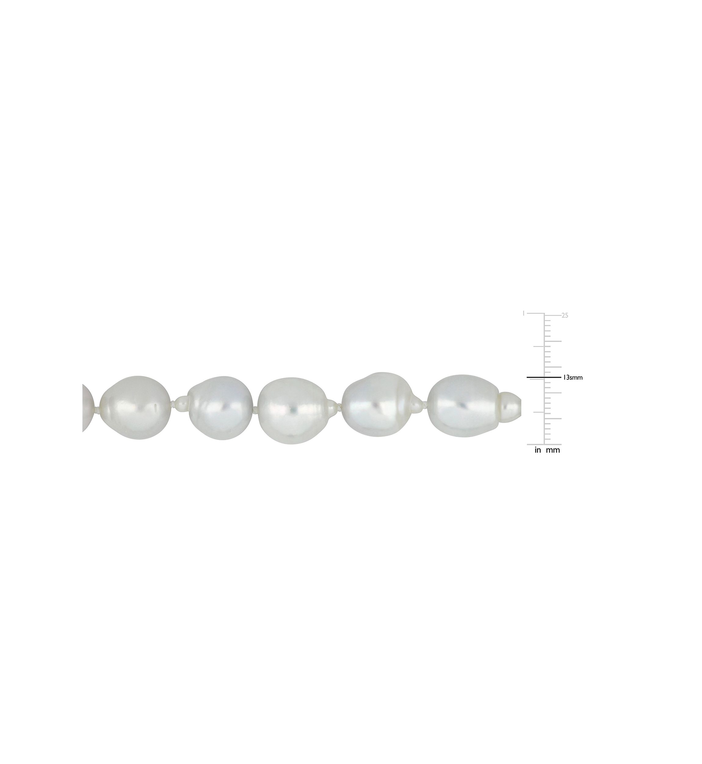10-13MM South Sea Cultured Pearl 18" Strand Necklace with 14k White Gold Clasp