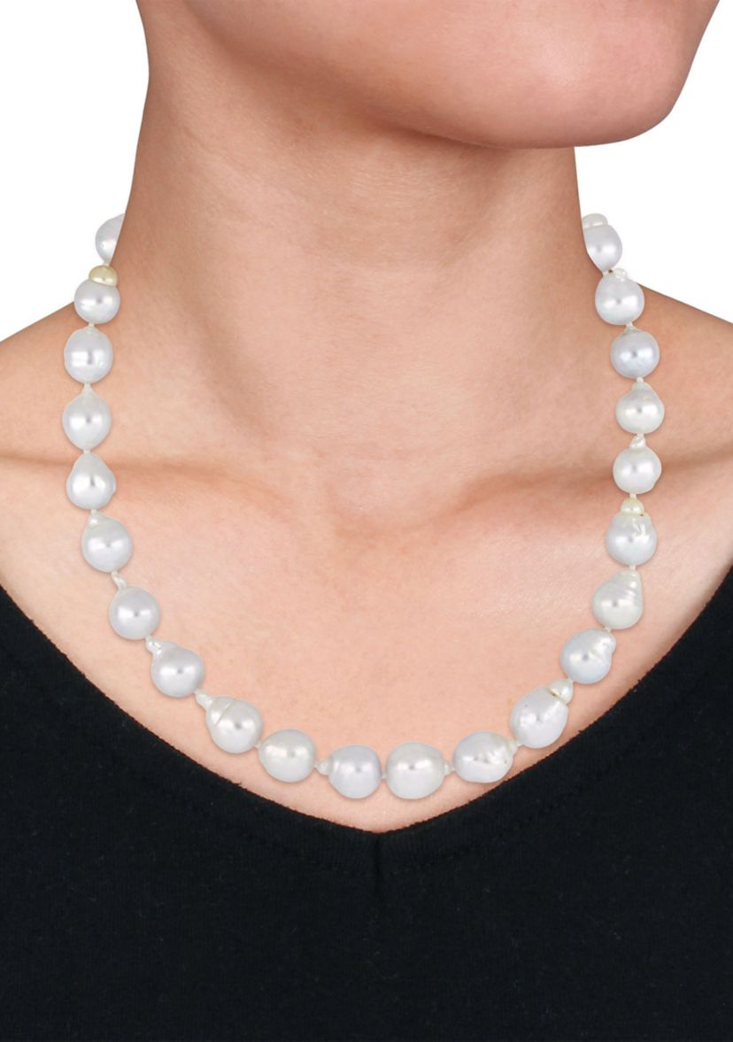 10-13MM South Sea Cultured Pearl 18" Strand Necklace with 14k White Gold Clasp