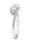 Cultured Freshwater Pearl and 1/5 ct. t.w. Diamond Bypass Ring in 14k White Gold