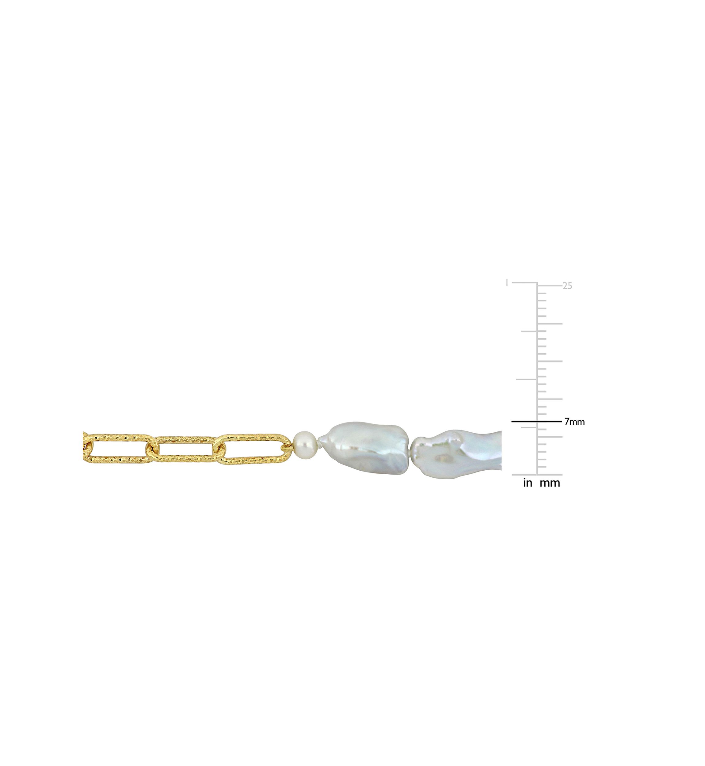 5-7MM Cultured Freshwater Keshi Pearl Link Chain Necklace in 18k Gold Plated Sterling Silver