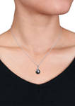 Tahitian Cultured Pearl and Diamond Accent Leaf Necklace in 14k White Gold