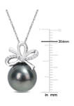 Tahitian Cultured Pearl and Diamond Accent Bow Necklace in 14k White Gold