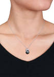 Tahitian Cultured Pearl and Diamond Accent Bow Necklace in 14k White Gold