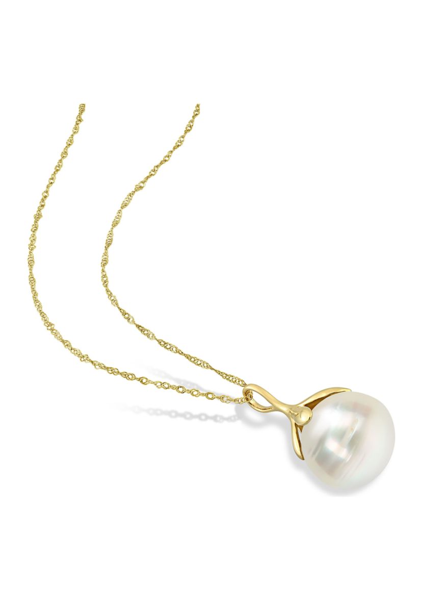10-11MM South Sea Cultured Pearl Necklace in 14k Yellow Gold