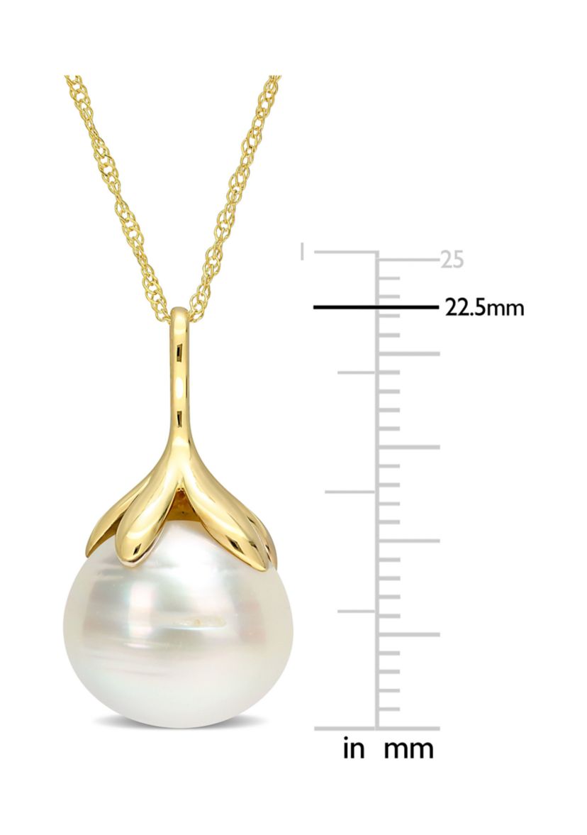 10-11MM South Sea Cultured Pearl Necklace in 14k Yellow Gold