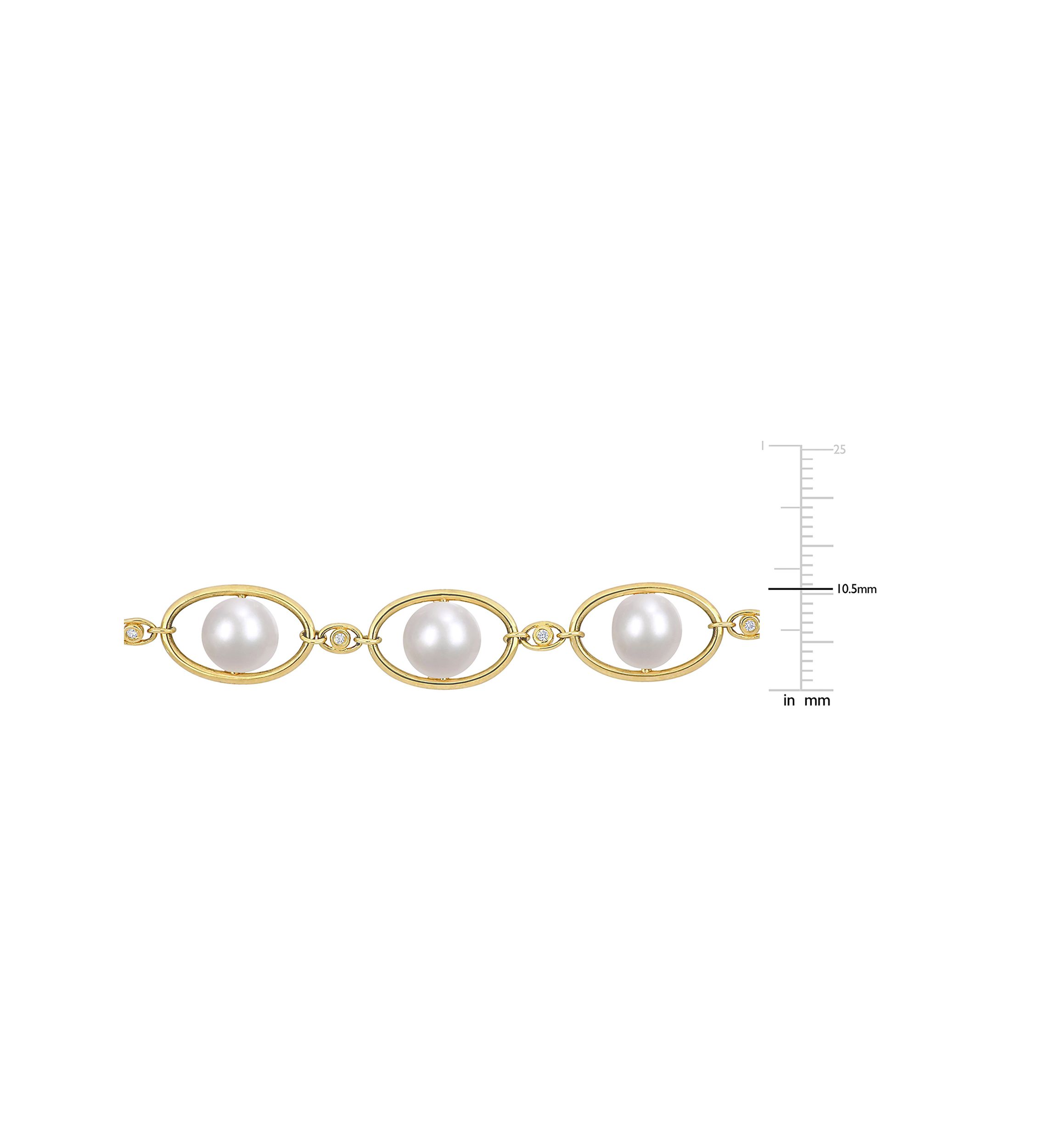 8-8.5MM Cultured Freshwater Pearl and Cubic Zirconia Halo Necklace in 18k Yellow Gold Plated Sterling Silver