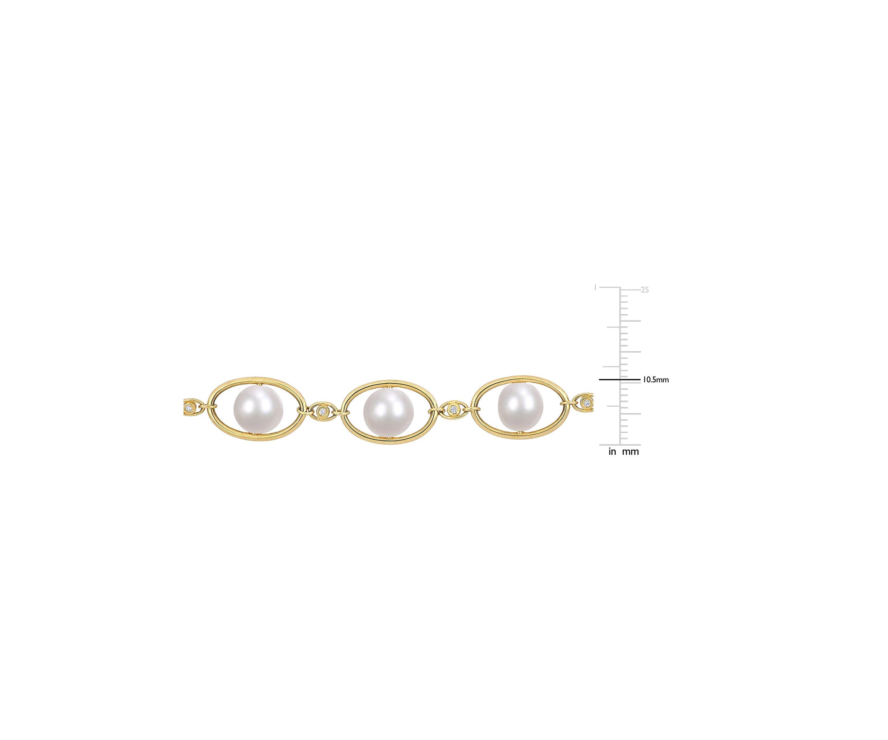 8-8.5MM Cultured Freshwater Pearl and Cubic Zirconia Halo Necklace in 18k Yellow Gold Plated Sterling Silver