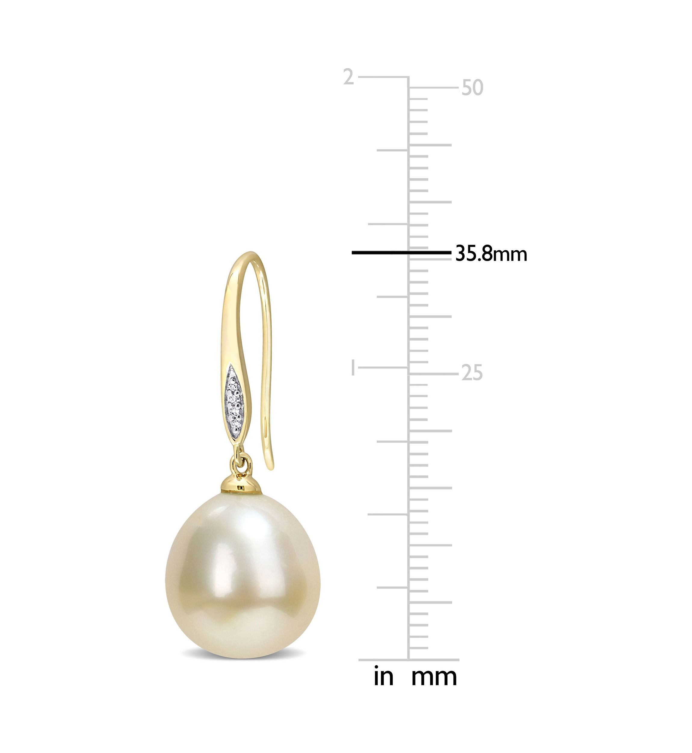 12-12.5MM Golden South Sea Cultured Pearl & Diamond Accent Drop Earrings in 10k Yellow Gold
