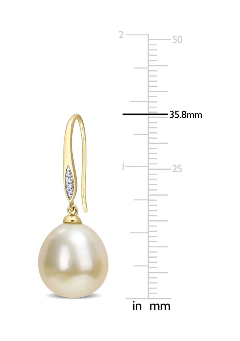 12-12.5MM Golden South Sea Cultured Pearl & Diamond Accent Drop Earrings in 10k Yellow Gold
