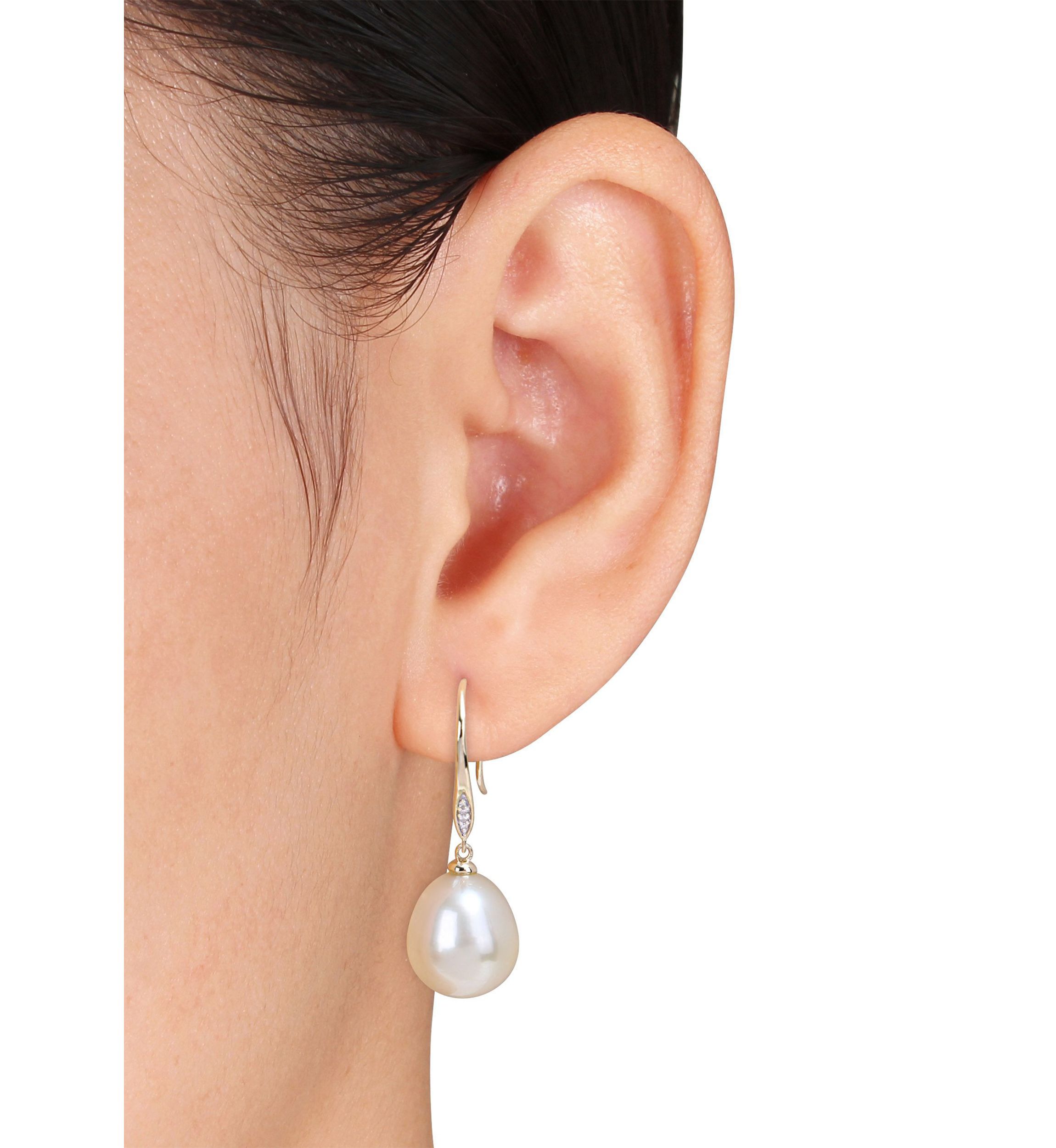 12-12.5MM Golden South Sea Cultured Pearl & Diamond Accent Drop Earrings in 10k Yellow Gold