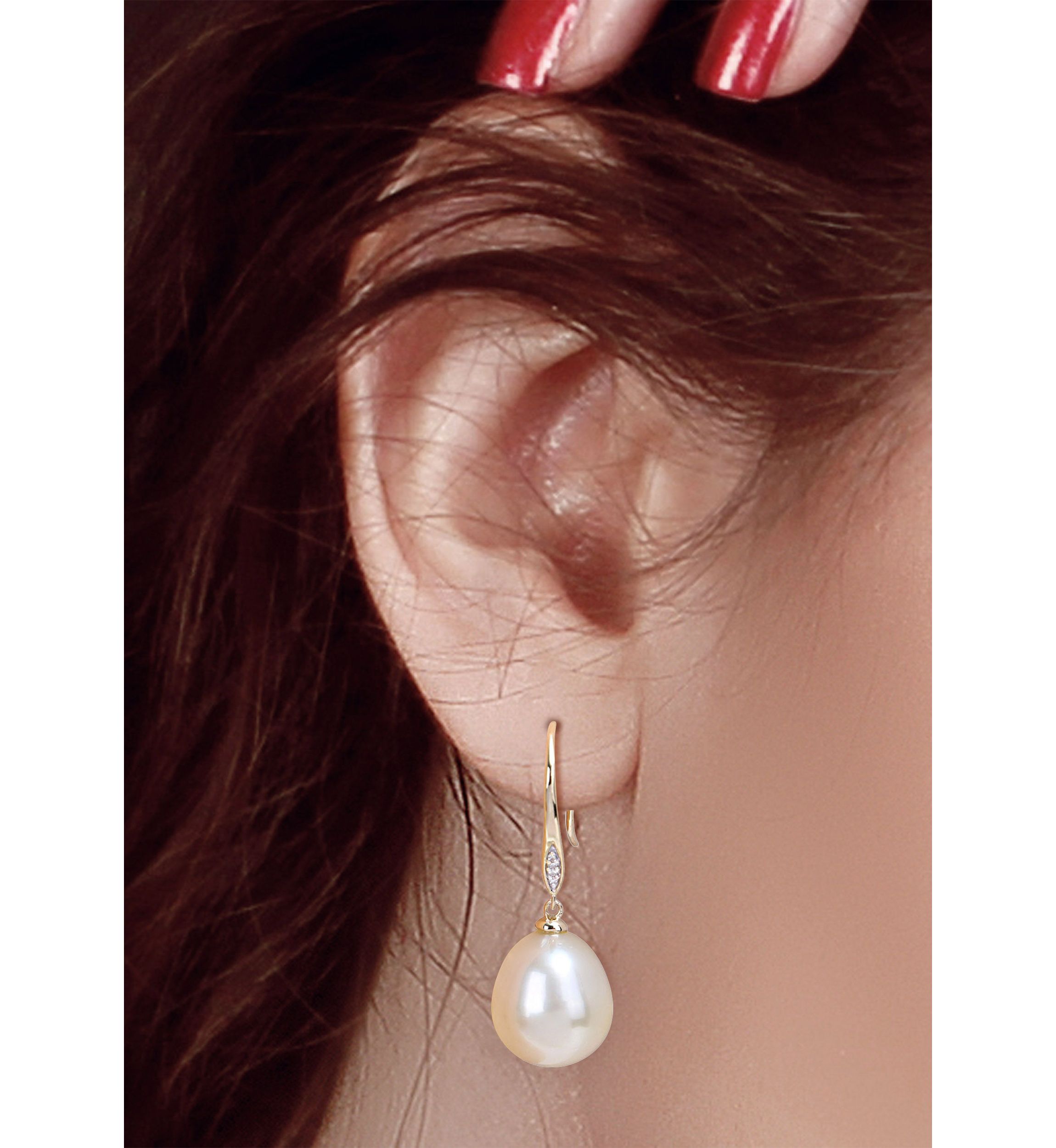 12-12.5MM Golden South Sea Cultured Pearl & Diamond Accent Drop Earrings in 10k Yellow Gold