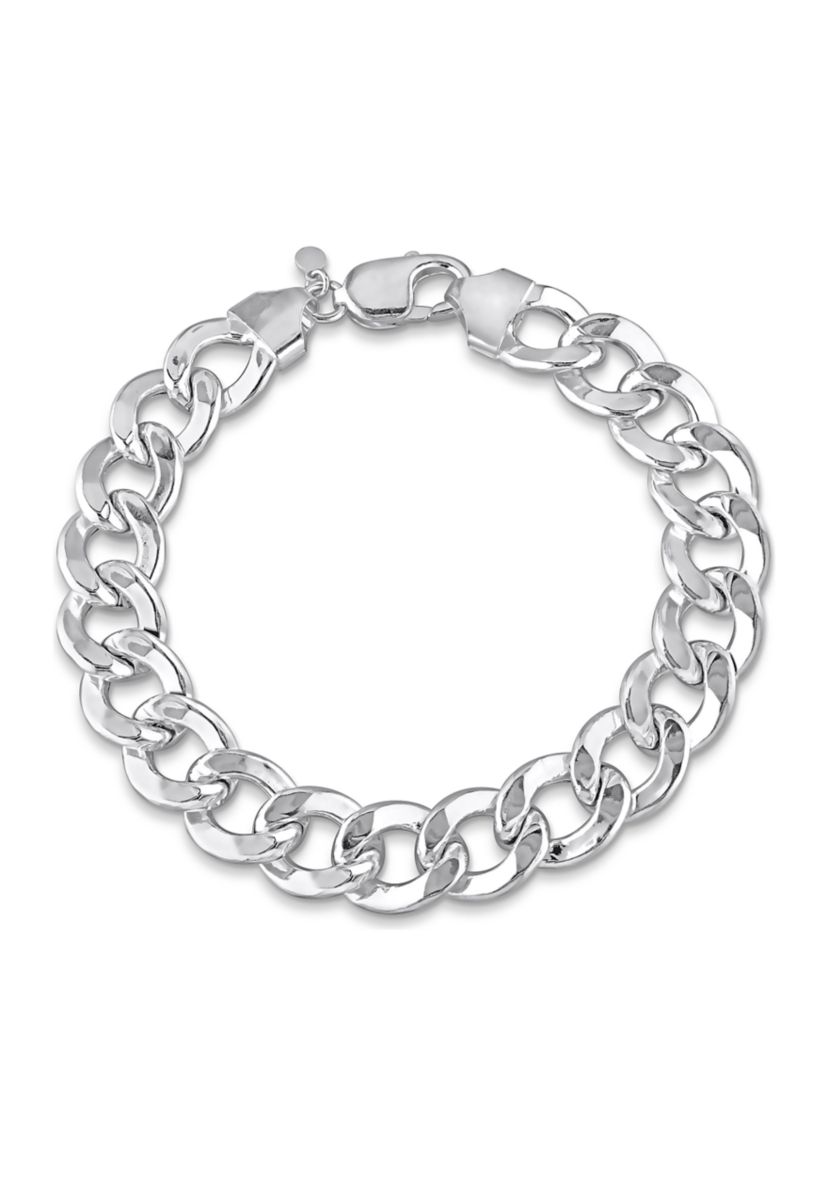 Sterling Silver 12.5mm Curb Link Chain Bracelet, 9"