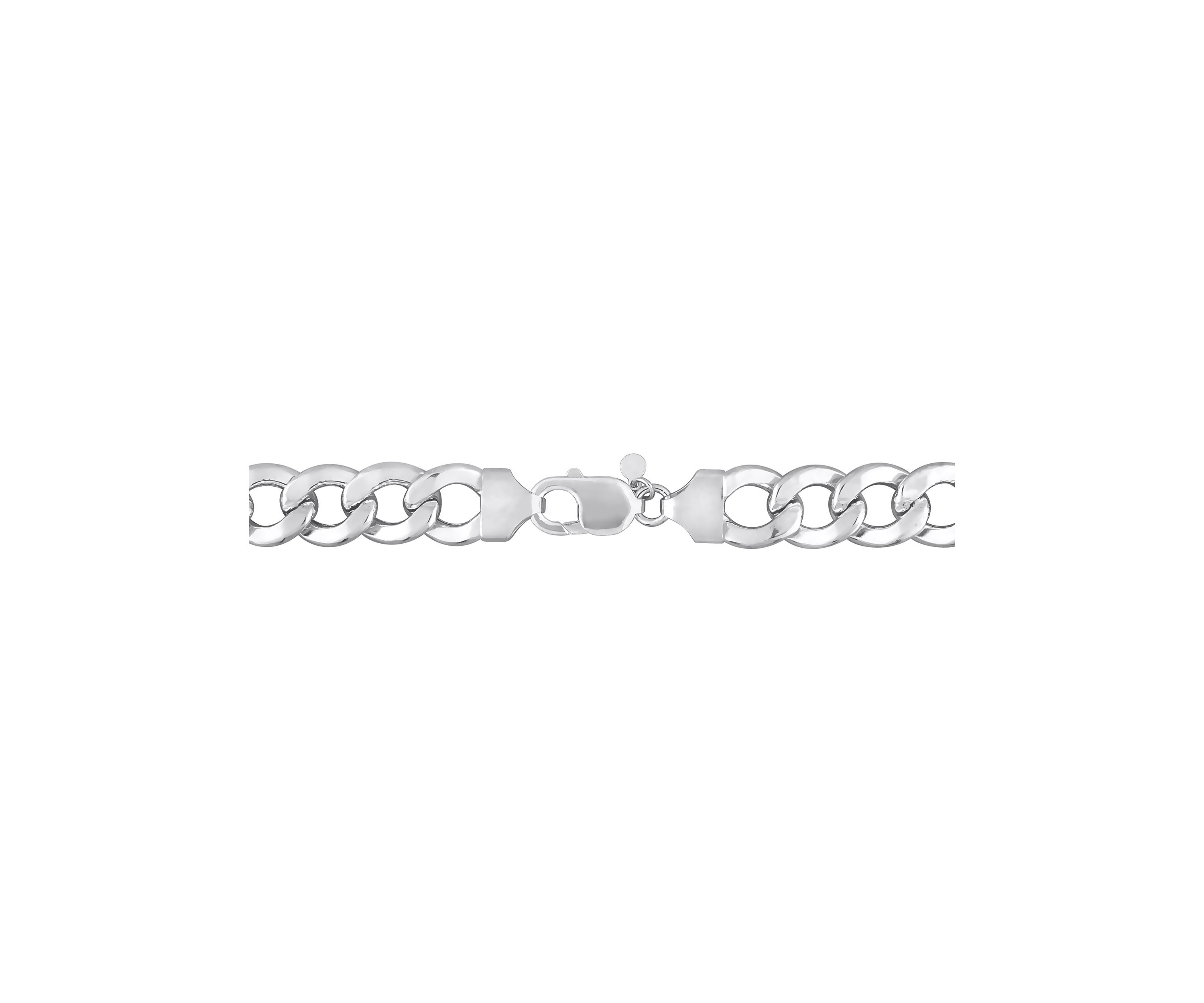 Sterling Silver 12.5mm Curb Link Chain Bracelet, 9"