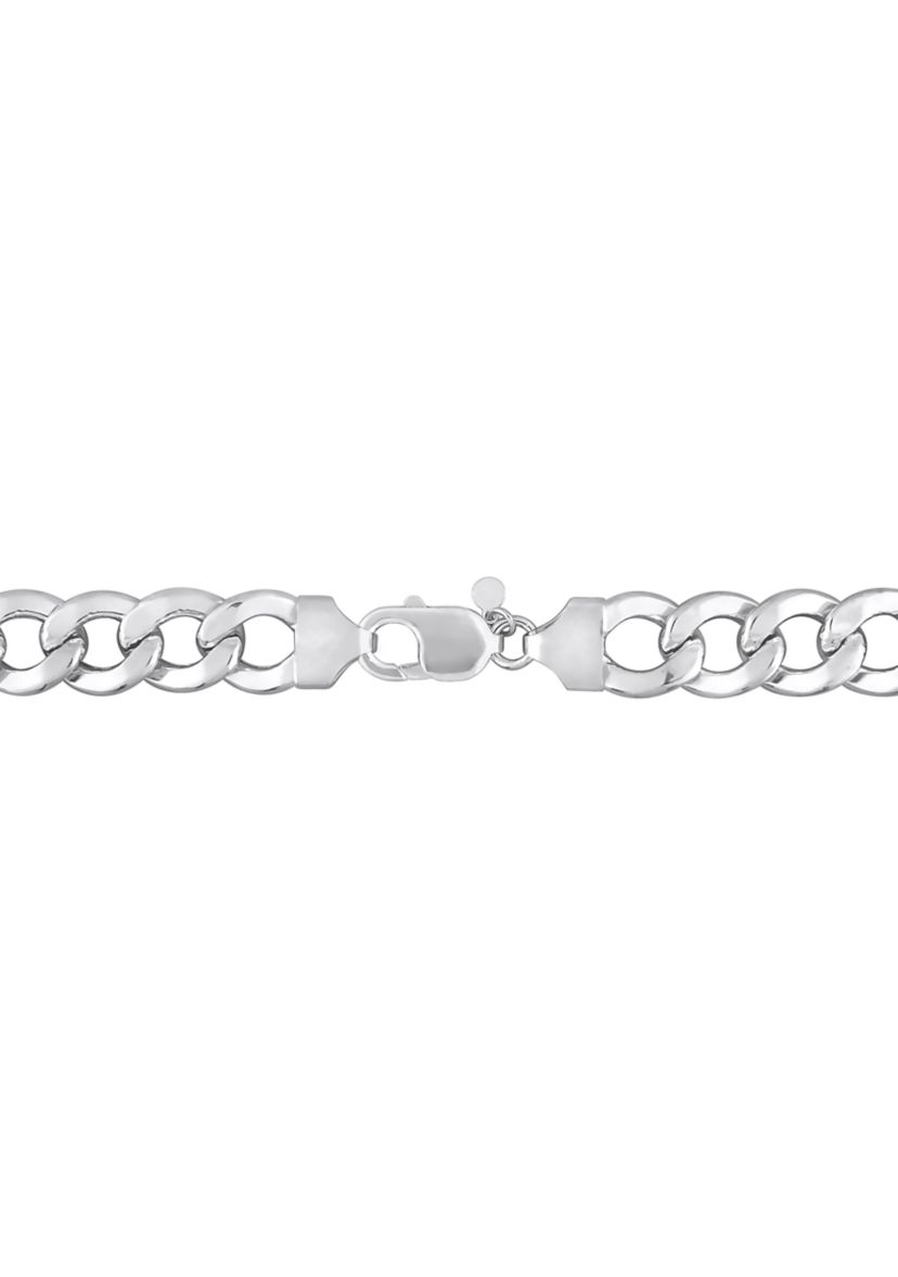 Sterling Silver 12.5mm Curb Link Chain Bracelet, 9"