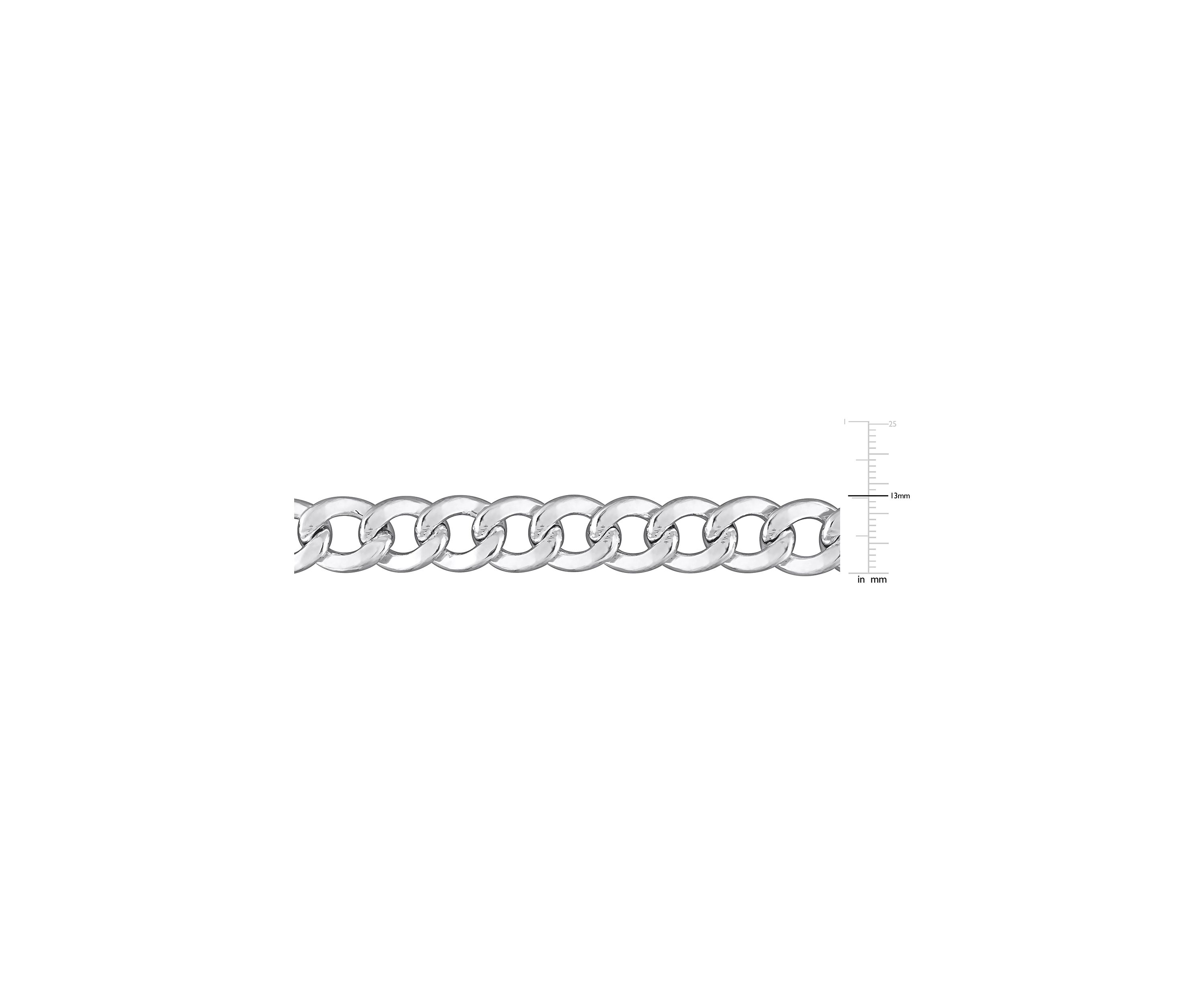 Sterling Silver 12.5mm Curb Link Chain Bracelet, 9"