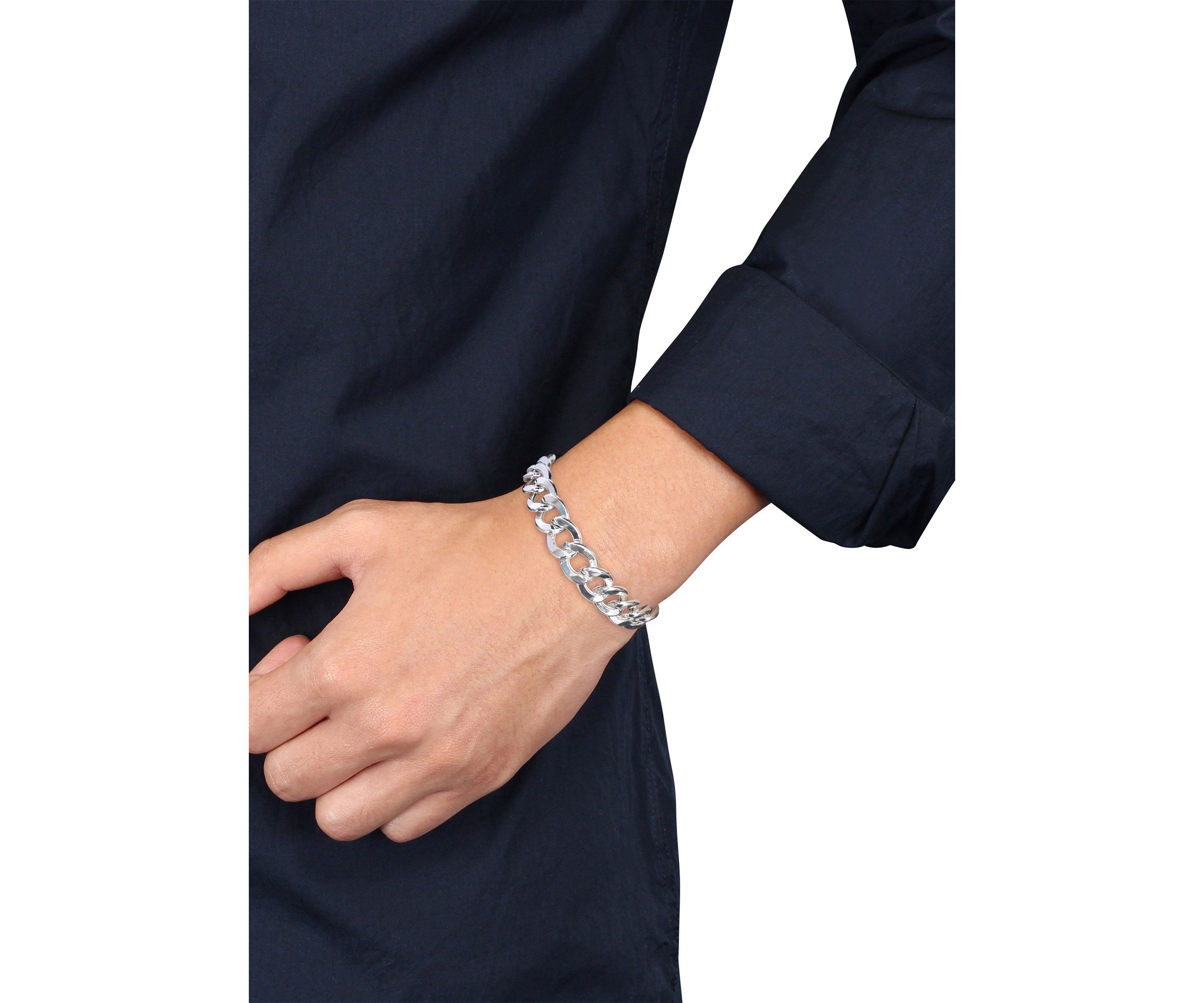 Sterling Silver 12.5mm Curb Link Chain Bracelet, 9"