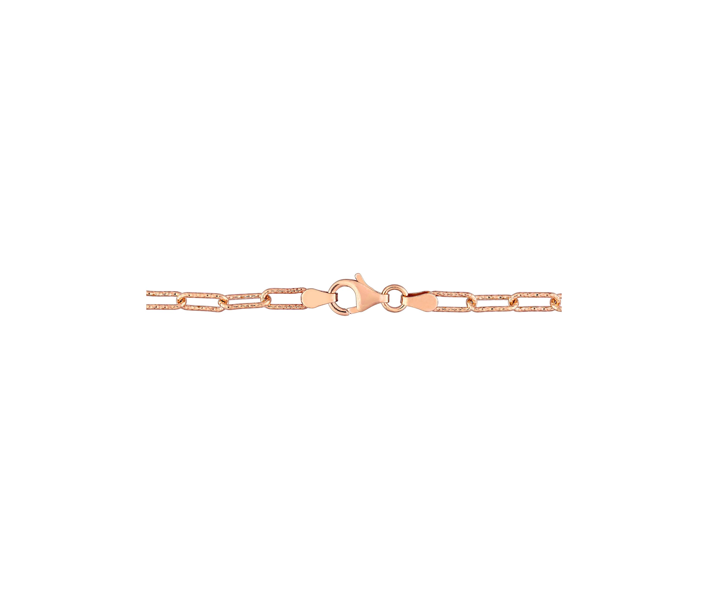 18k Rose Gold Plated Sterling Silver 3.5mm Fancy Paper Clip Chain Bracelet, 7.5"