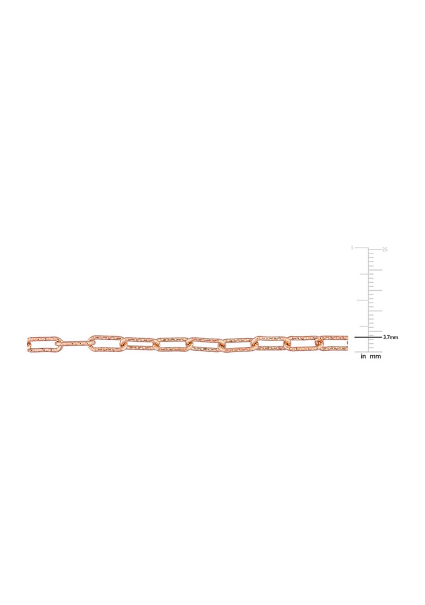18k Rose Gold Plated Sterling Silver 3.5mm Fancy Paper Clip Chain Bracelet, 7.5"