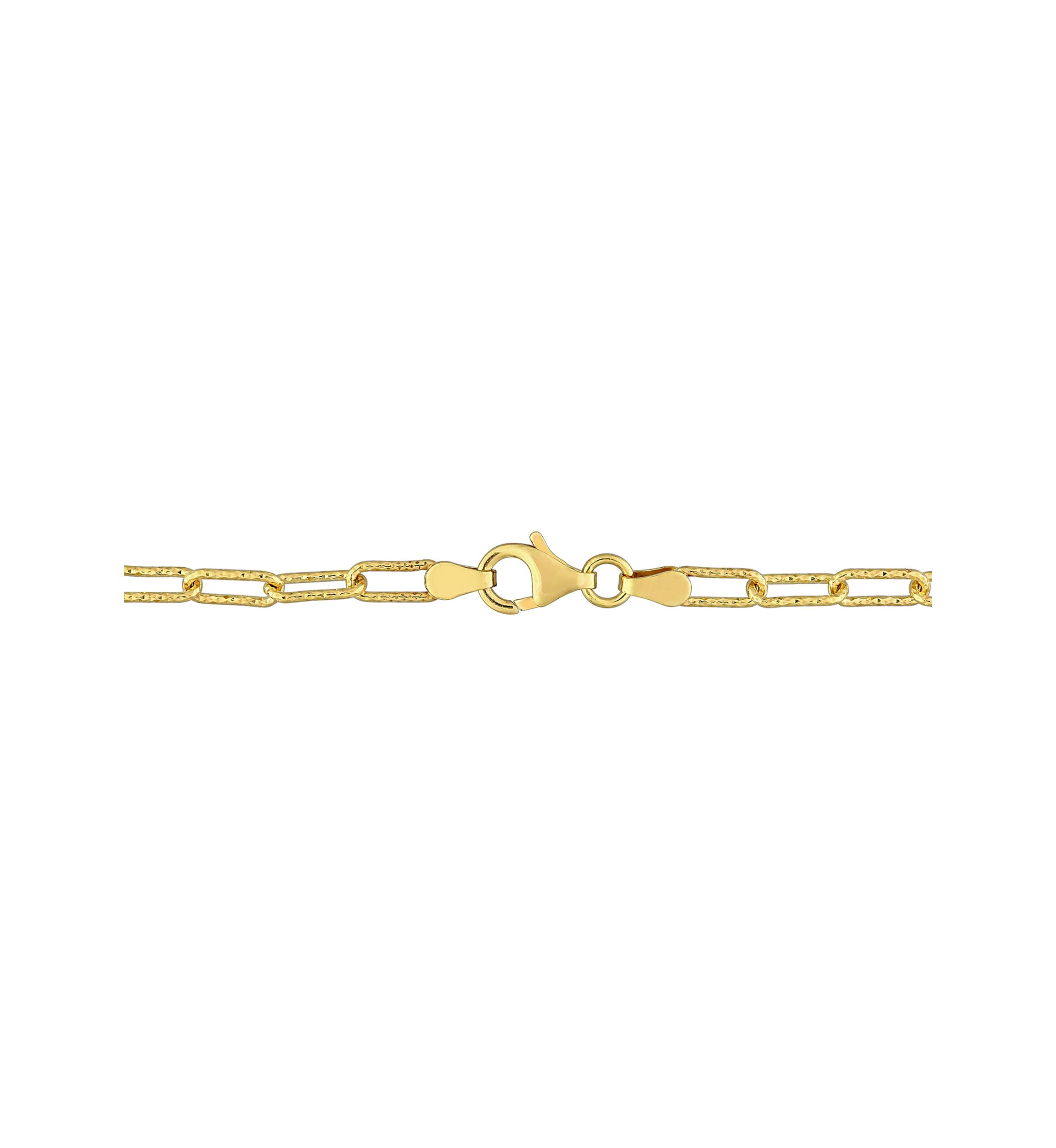 18k Yellow Gold Plated Sterling Silver 3.5mm Fancy Paperclip Chain Bracelet, 7.5"