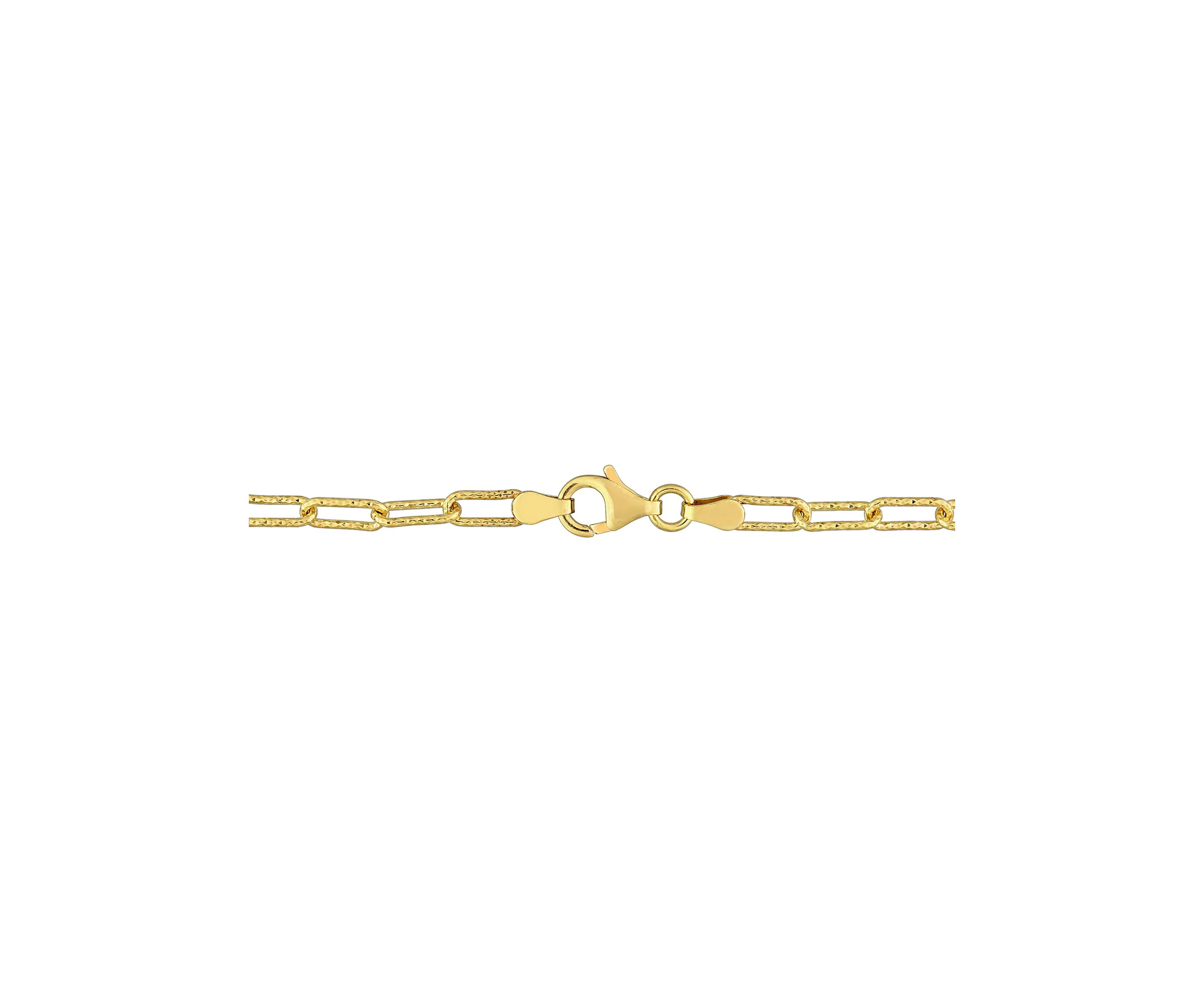 18k Yellow Gold Plated Sterling Silver 3.5mm Fancy Paperclip Chain Bracelet, 7.5"